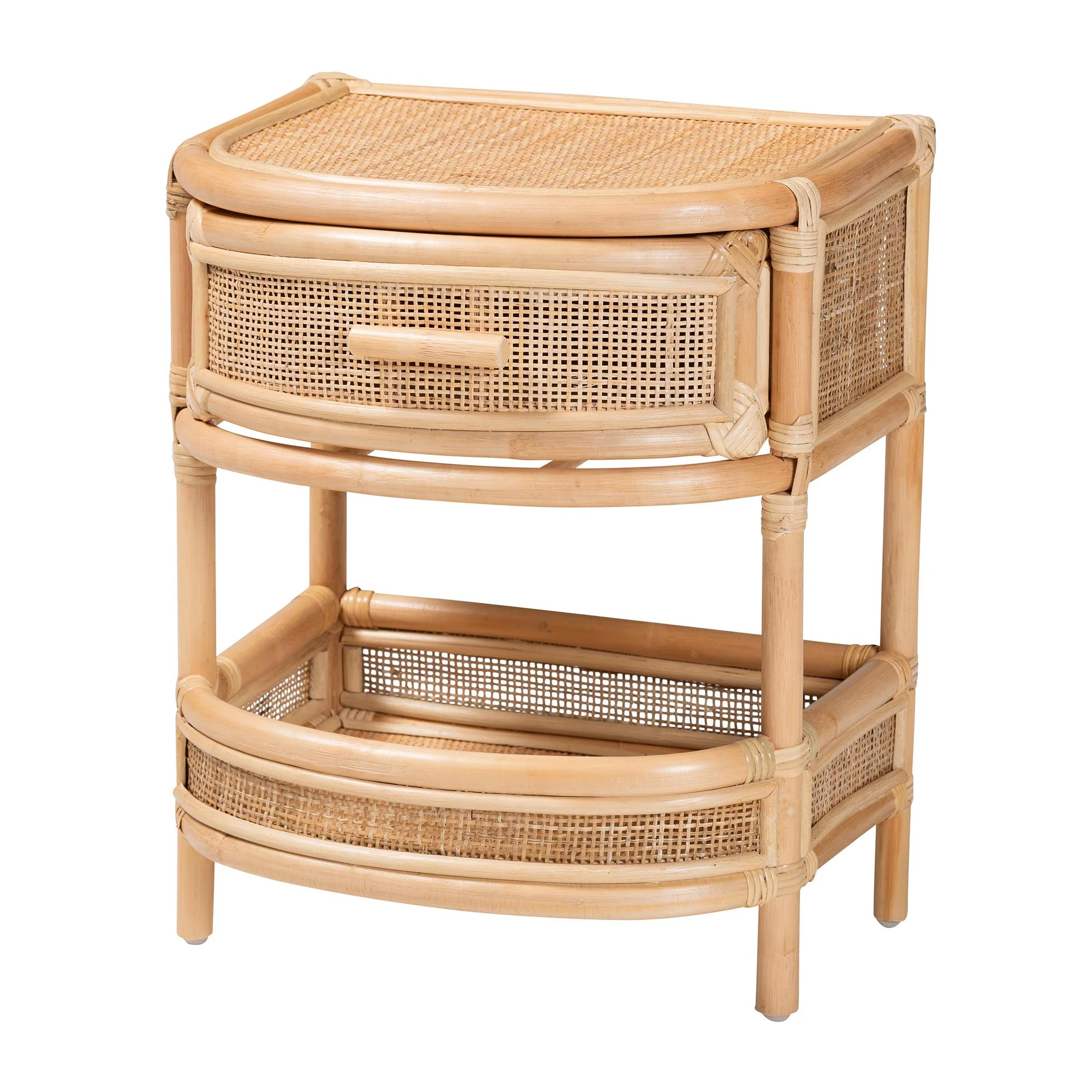 Baxton Studio bali & pari Divitia Bohemian Natural Rattan 1-Drawer Nightstand - Image 4