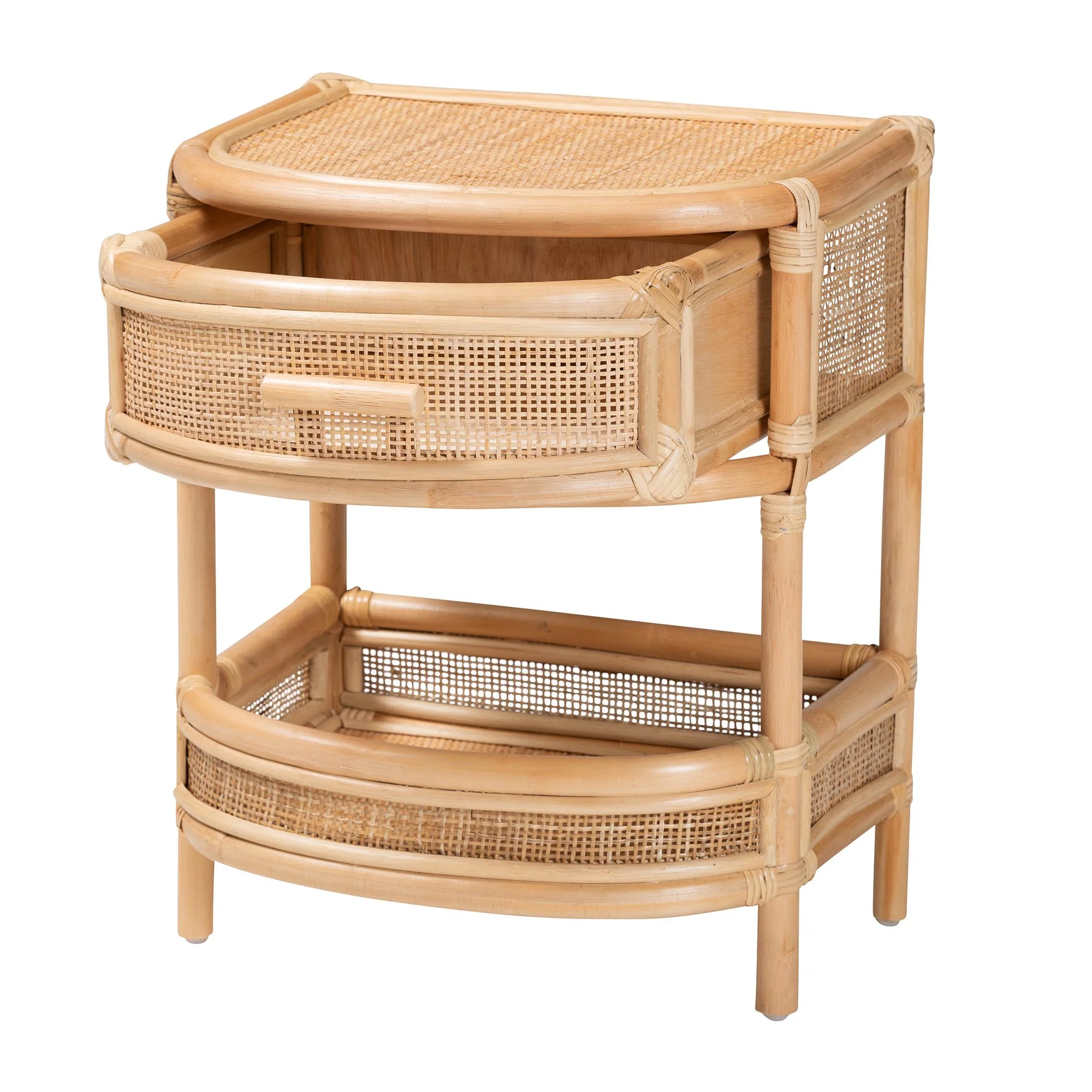 Baxton Studio bali & pari Divitia Bohemian Natural Rattan 1-Drawer Nightstand - Image 5