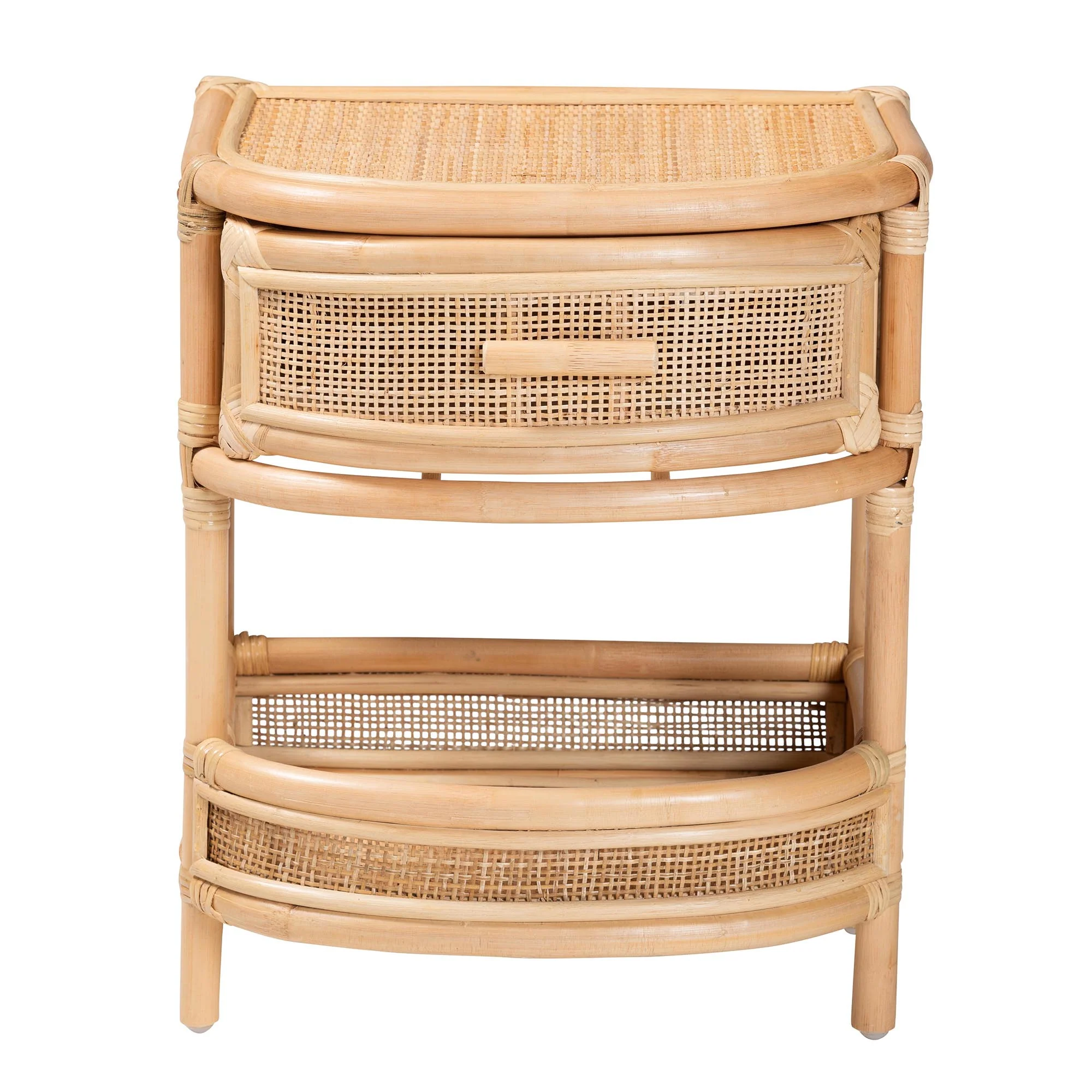 Baxton Studio bali & pari Divitia Bohemian Natural Rattan 1-Drawer Nightstand - Image 6