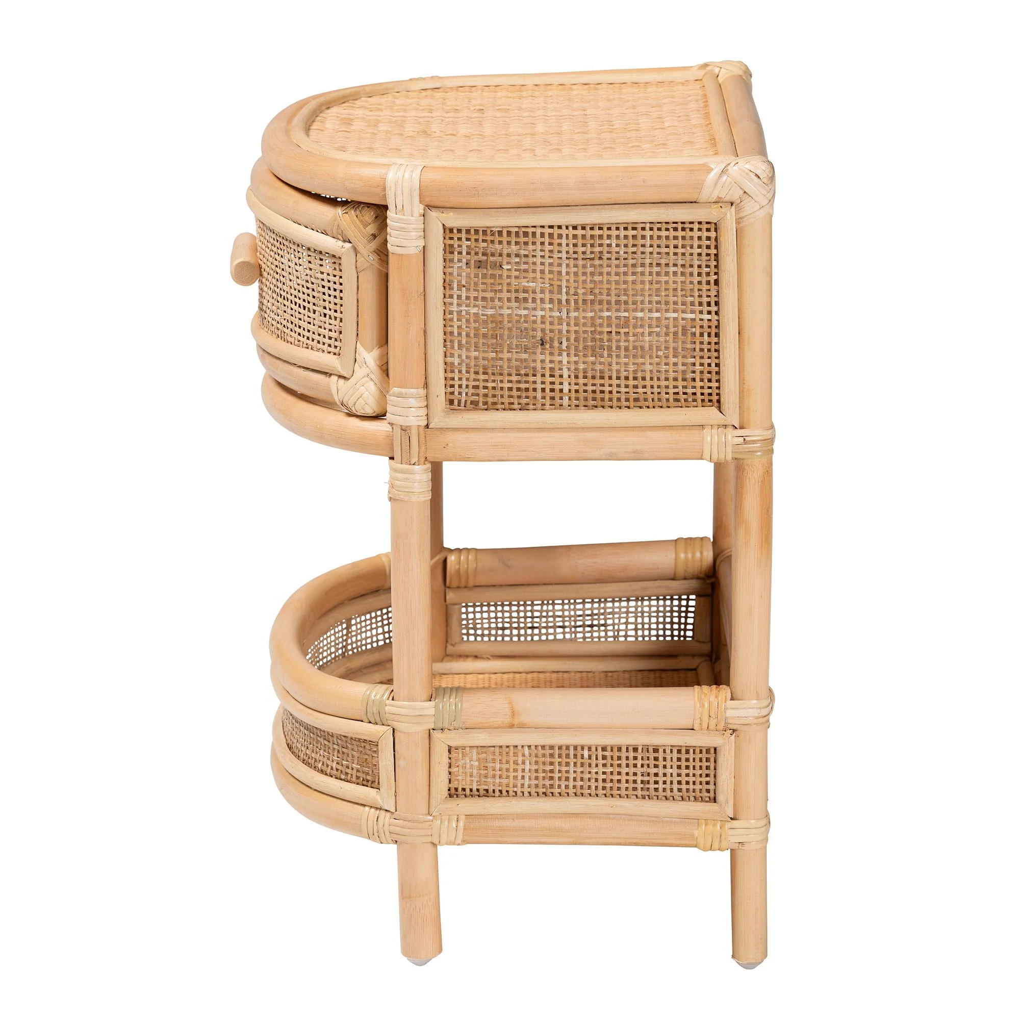 Baxton Studio bali & pari Divitia Bohemian Natural Rattan 1-Drawer Nightstand - Image 7