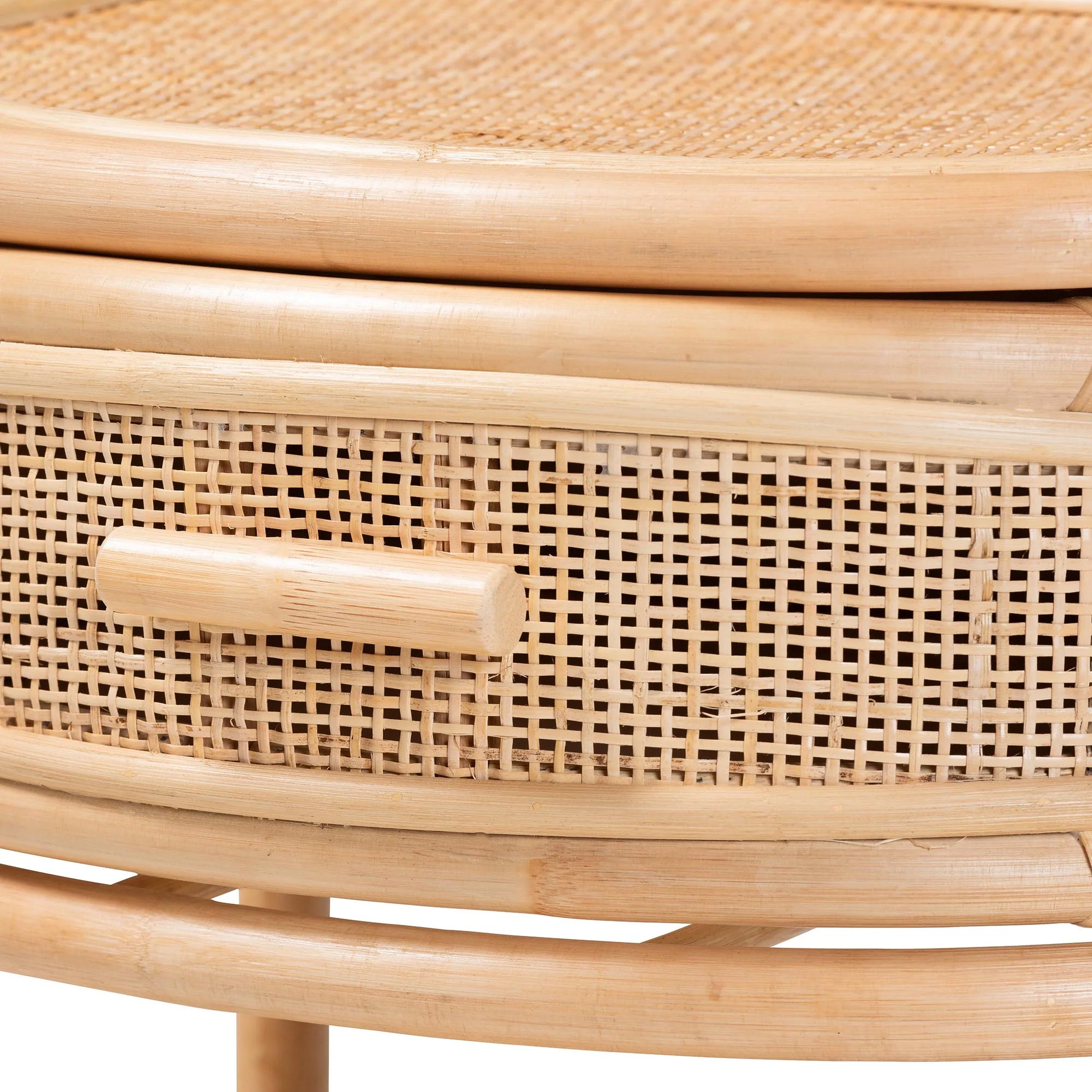 Baxton Studio bali & pari Divitia Bohemian Natural Rattan 1-Drawer Nightstand - Image 8