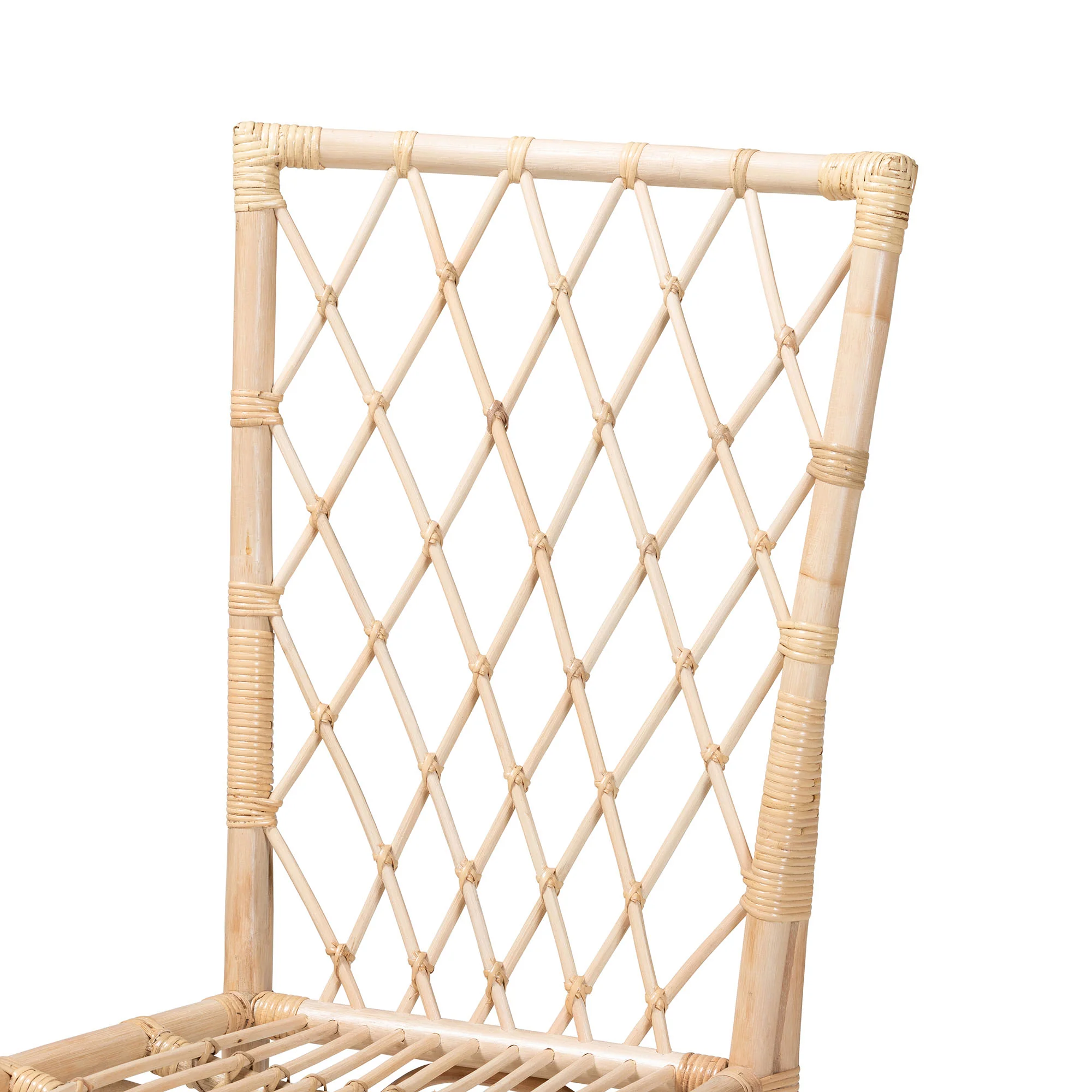 Baxton Studio bali & pari Doria Modern Bohemian Natural Brown Rattan 2-Piece Dining Chair Set - Image 5