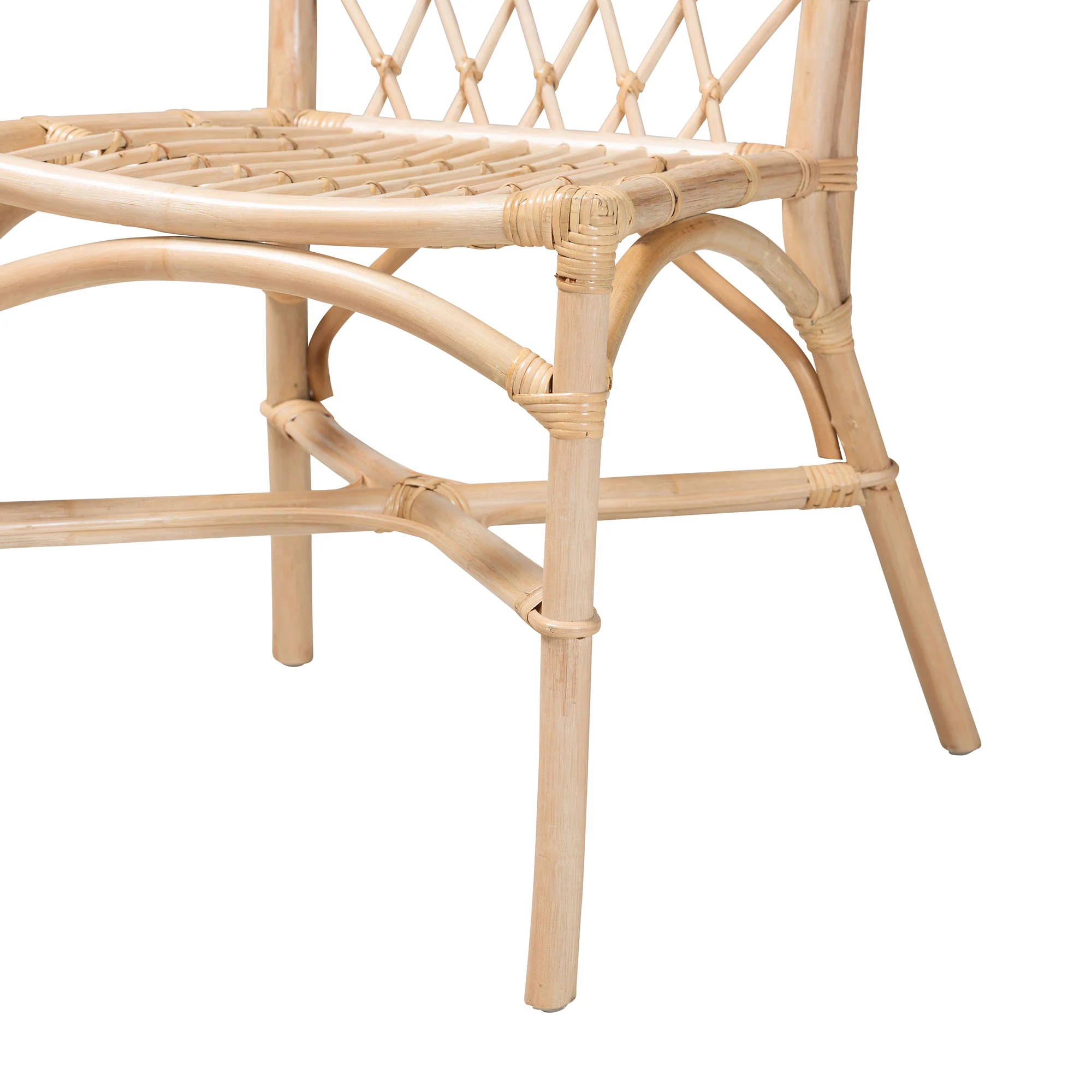 Baxton Studio bali & pari Doria Modern Bohemian Natural Brown Rattan 2-Piece Dining Chair Set - Image 6