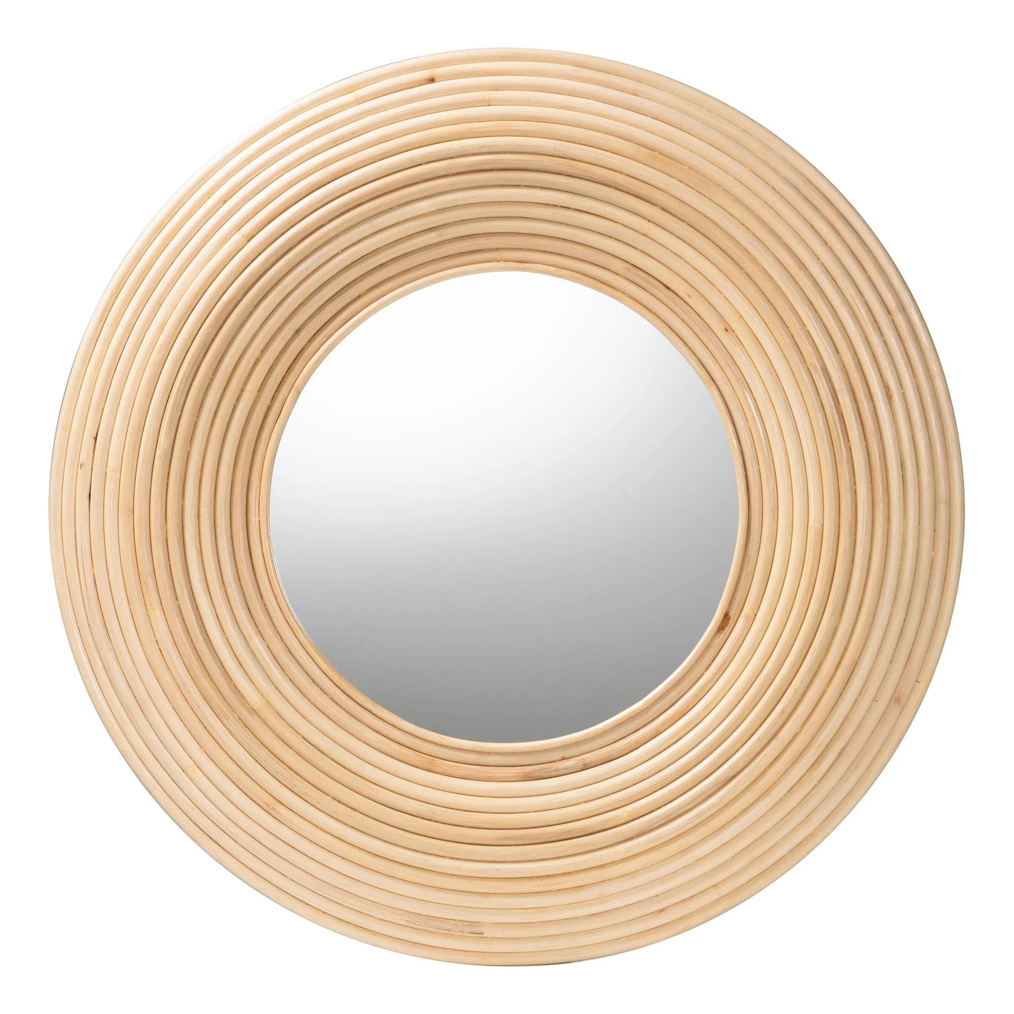 Baxton Studio bali & pari Drucilla Modern Bohemian Natural Brown Rattan Round Accent Wall Mirror - Image 2