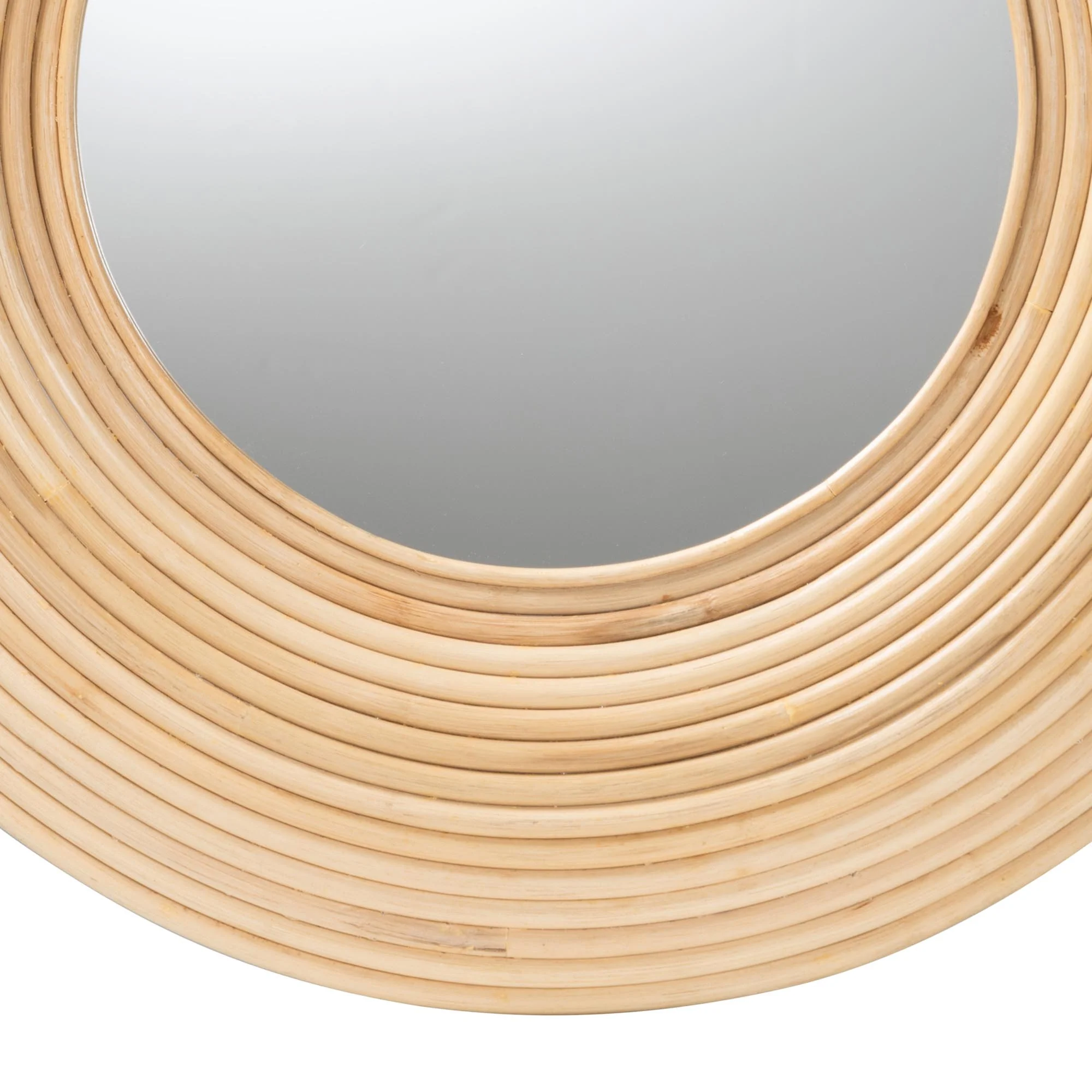 Baxton Studio bali & pari Drucilla Modern Bohemian Natural Brown Rattan Round Accent Wall Mirror - Image 3