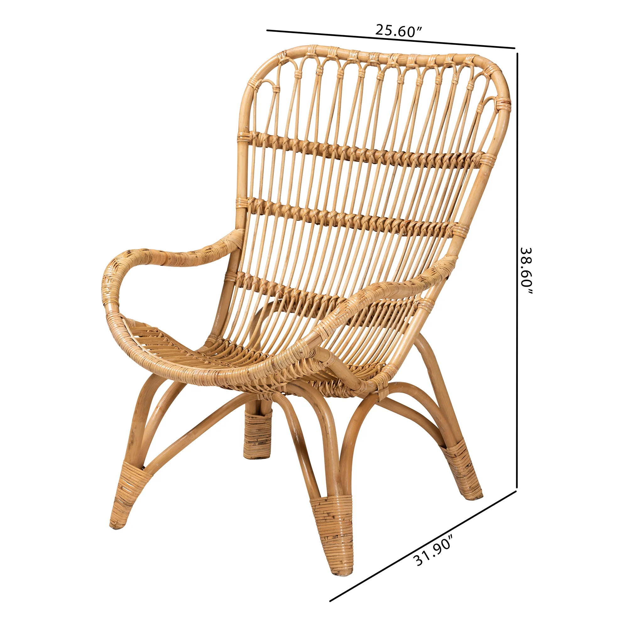 Baxton Studio bali & pari Earvin Modern Bohemian Natural Brown Rattan Armchair - Image 10