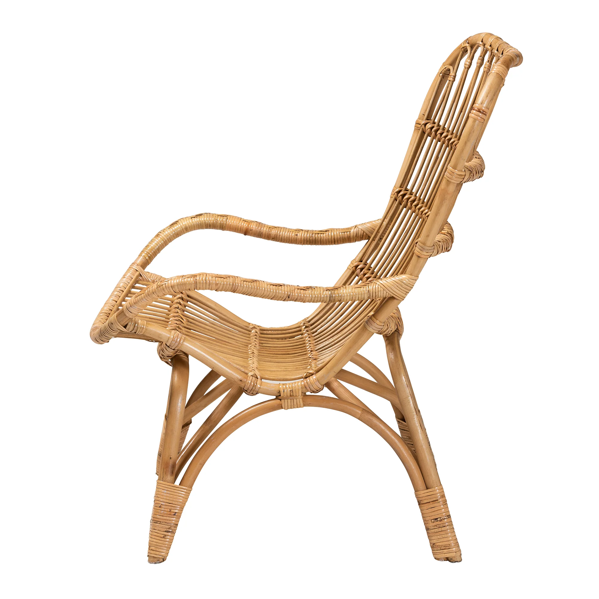 Baxton Studio bali & pari Earvin Modern Bohemian Natural Brown Rattan Armchair - Image 4