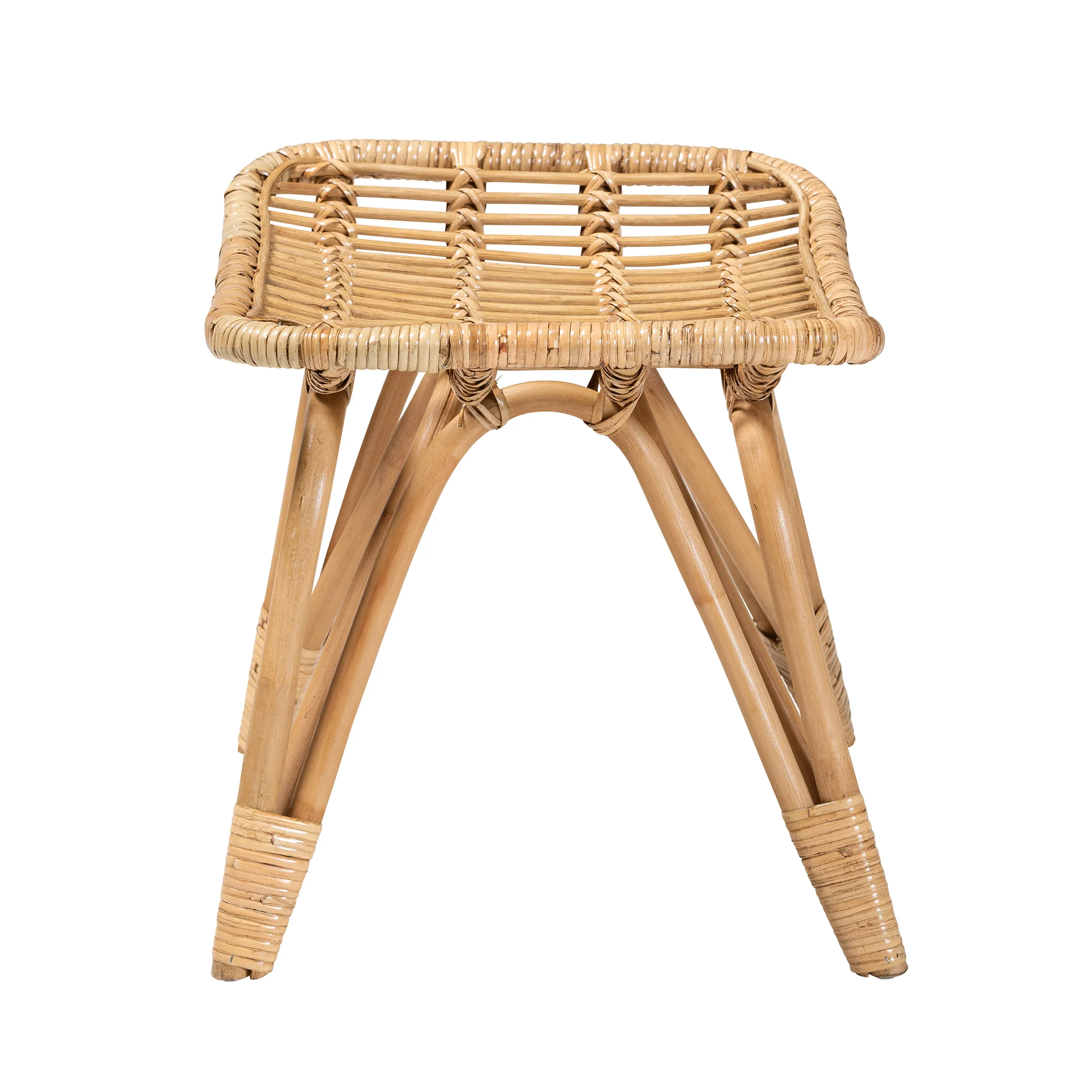 Baxton Studio bali & pari Earvin Modern Bohemian Natural Brown Rattan Footstool - Image 4