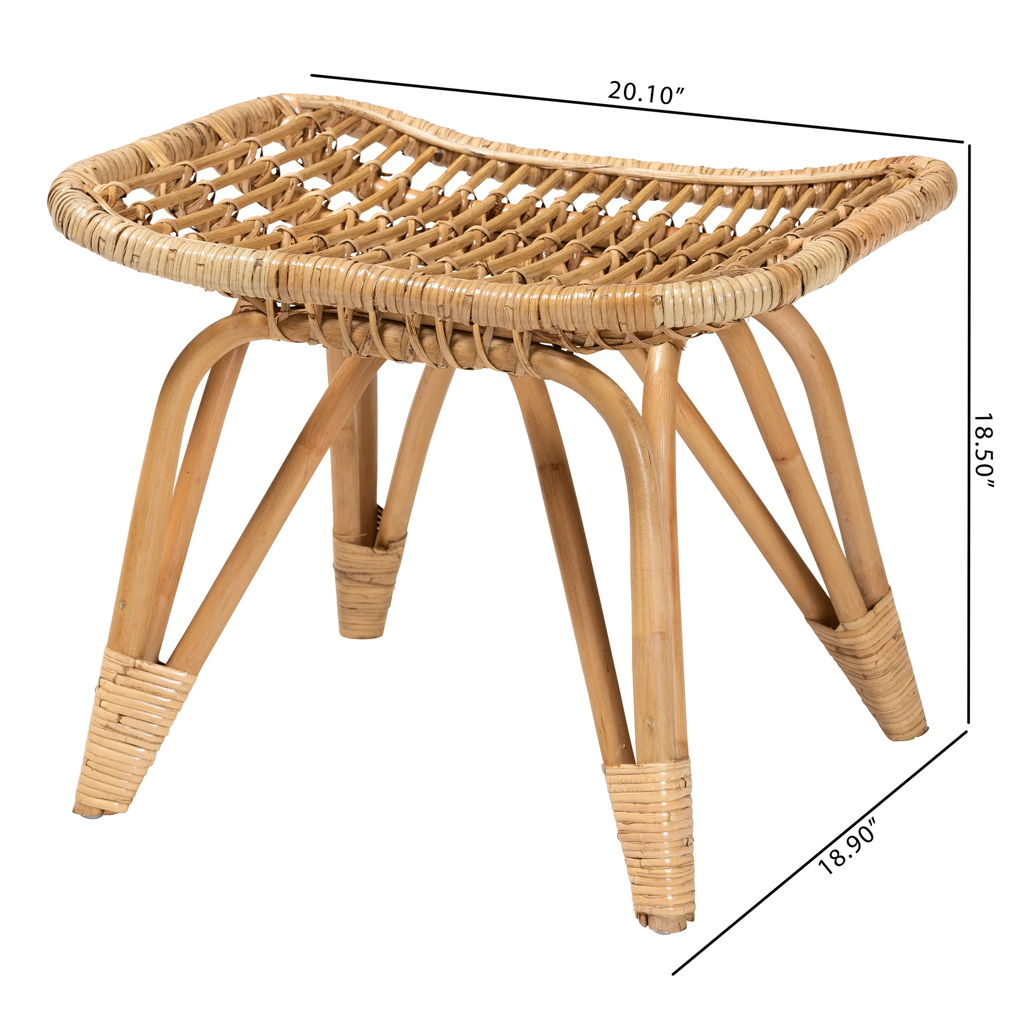 Baxton Studio bali & pari Earvin Modern Bohemian Natural Brown Rattan Footstool - Image 8