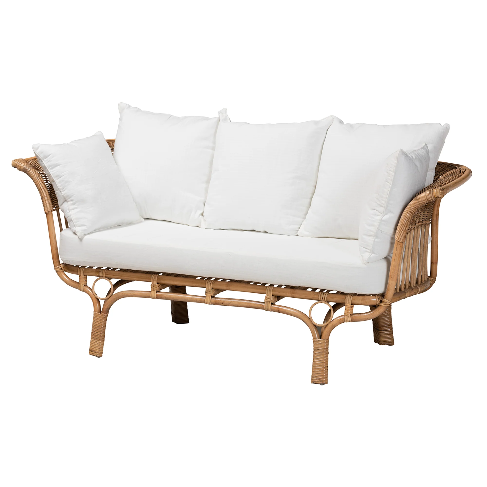 Baxton Studio bali & pari Edana Modern Bohemian Natural Rattan Sofa With Cushion - Image 2