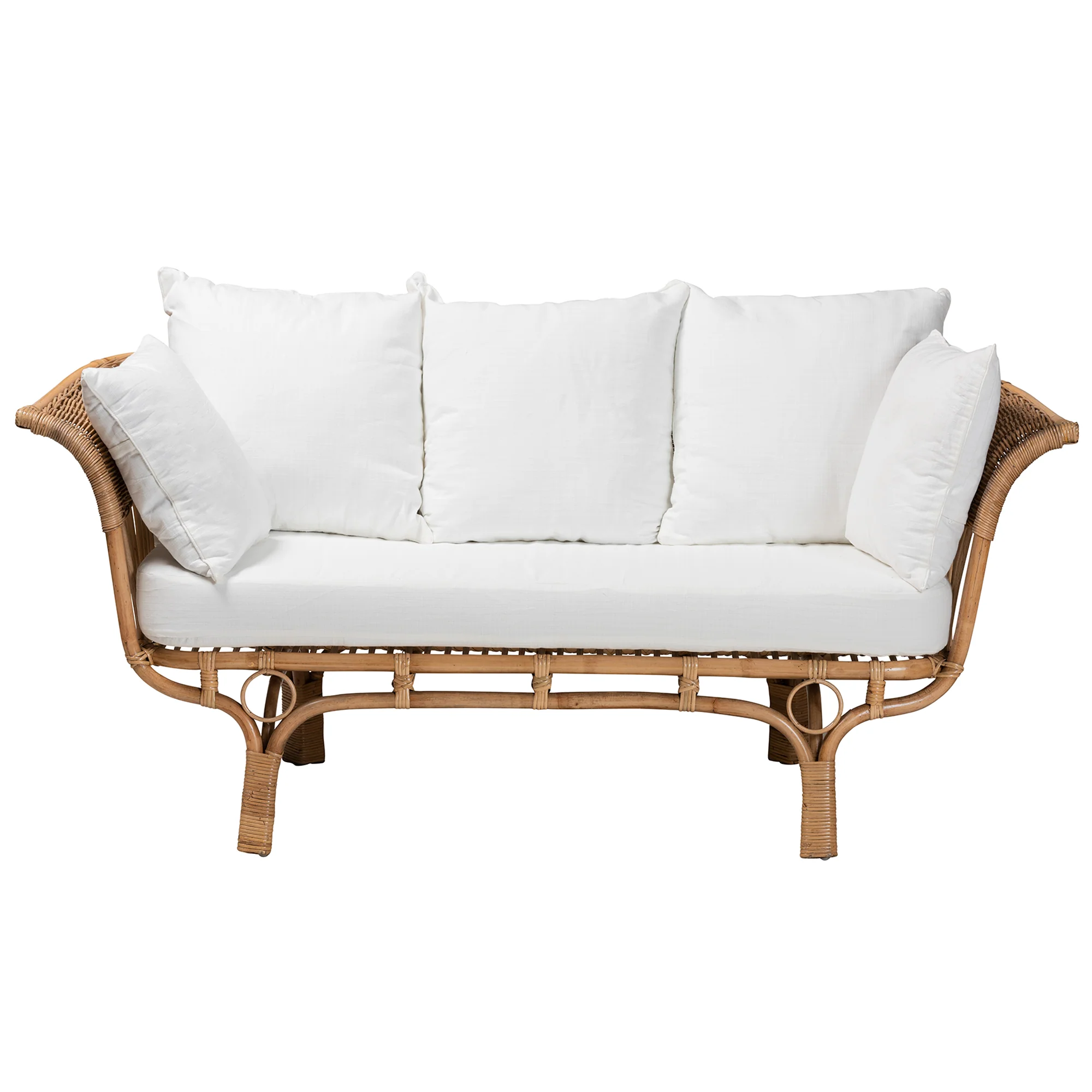 Baxton Studio bali & pari Edana Modern Bohemian Natural Rattan Sofa With Cushion - Image 3