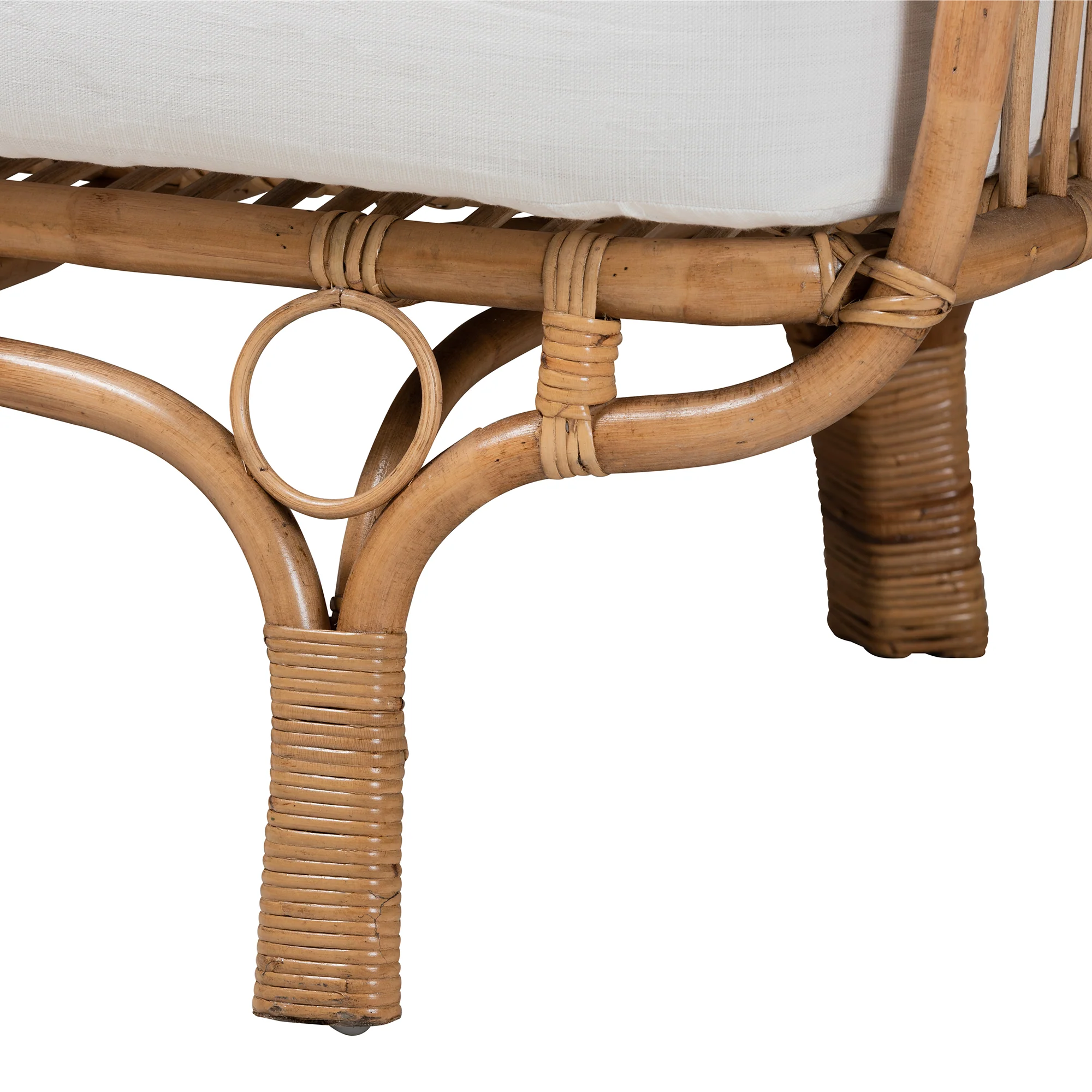 Baxton Studio bali & pari Edana Modern Bohemian Natural Rattan Sofa With Cushion - Image 7