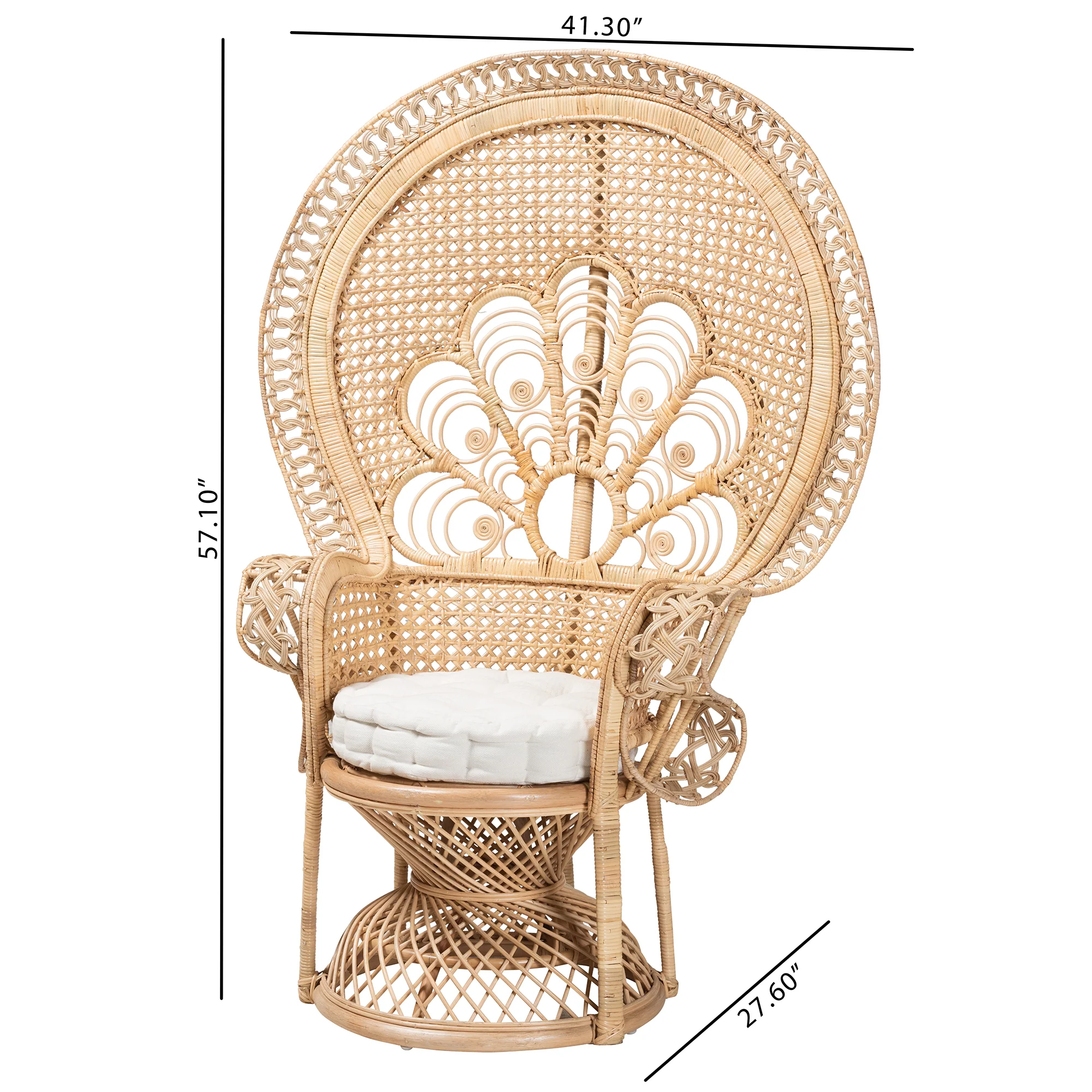 Baxton Studio bali & pari Ediva Modern Bohemian Natural Brown Rattan Peacock Accent Chair - Image 10