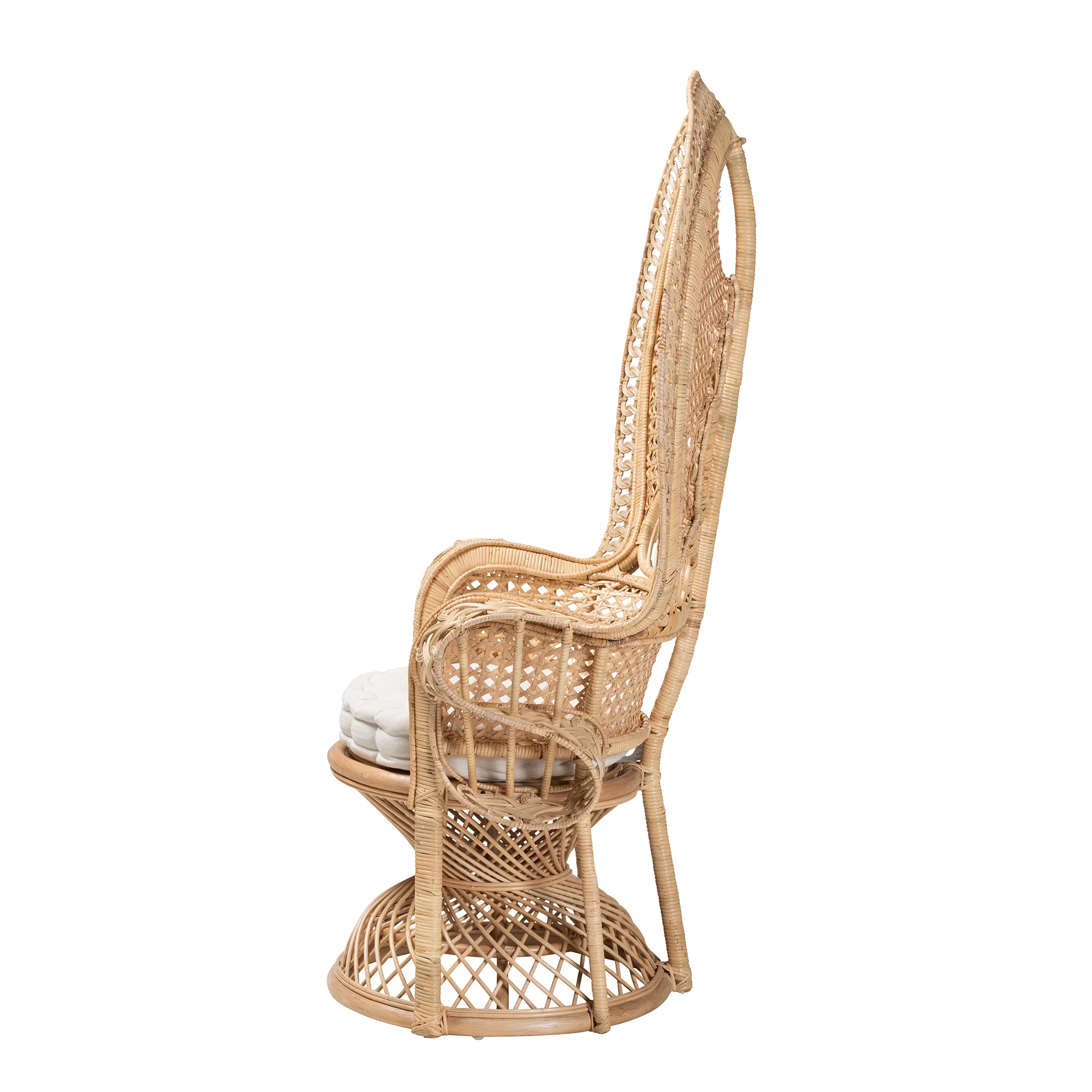 Baxton Studio bali & pari Ediva Modern Bohemian Natural Brown Rattan Peacock Accent Chair - Image 4