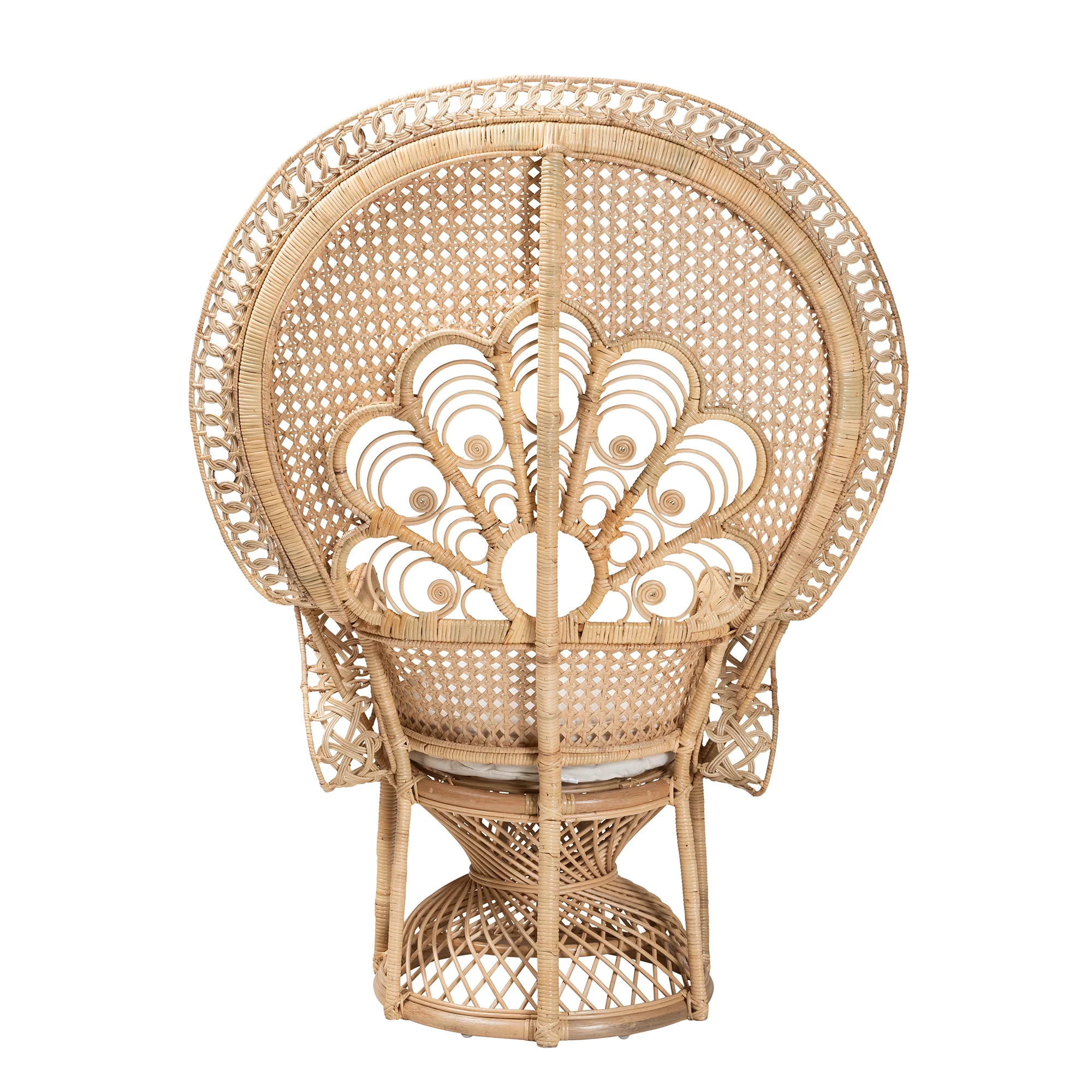 Baxton Studio bali & pari Ediva Modern Bohemian Natural Brown Rattan Peacock Accent Chair - Image 5
