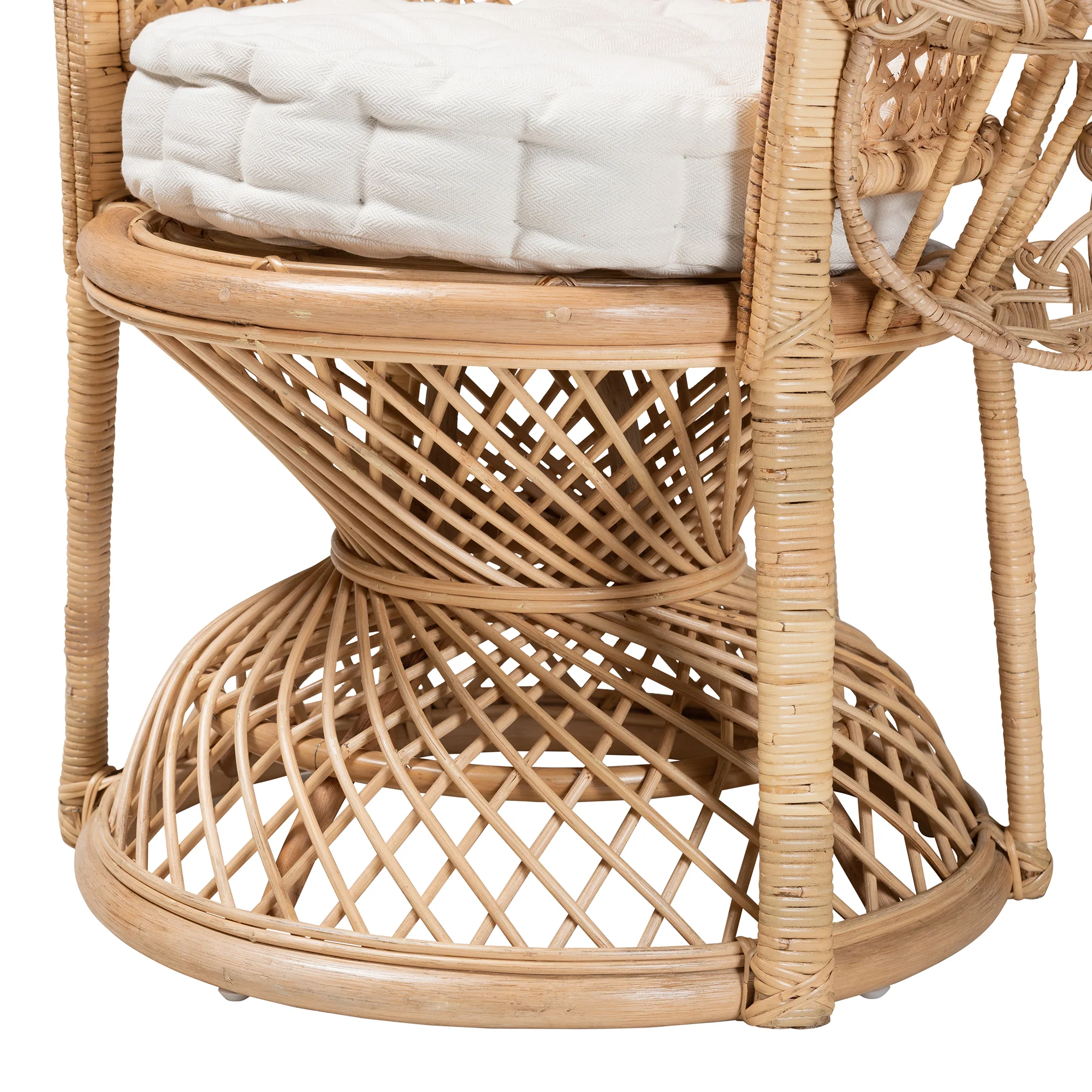Baxton Studio bali & pari Ediva Modern Bohemian Natural Brown Rattan Peacock Accent Chair - Image 7