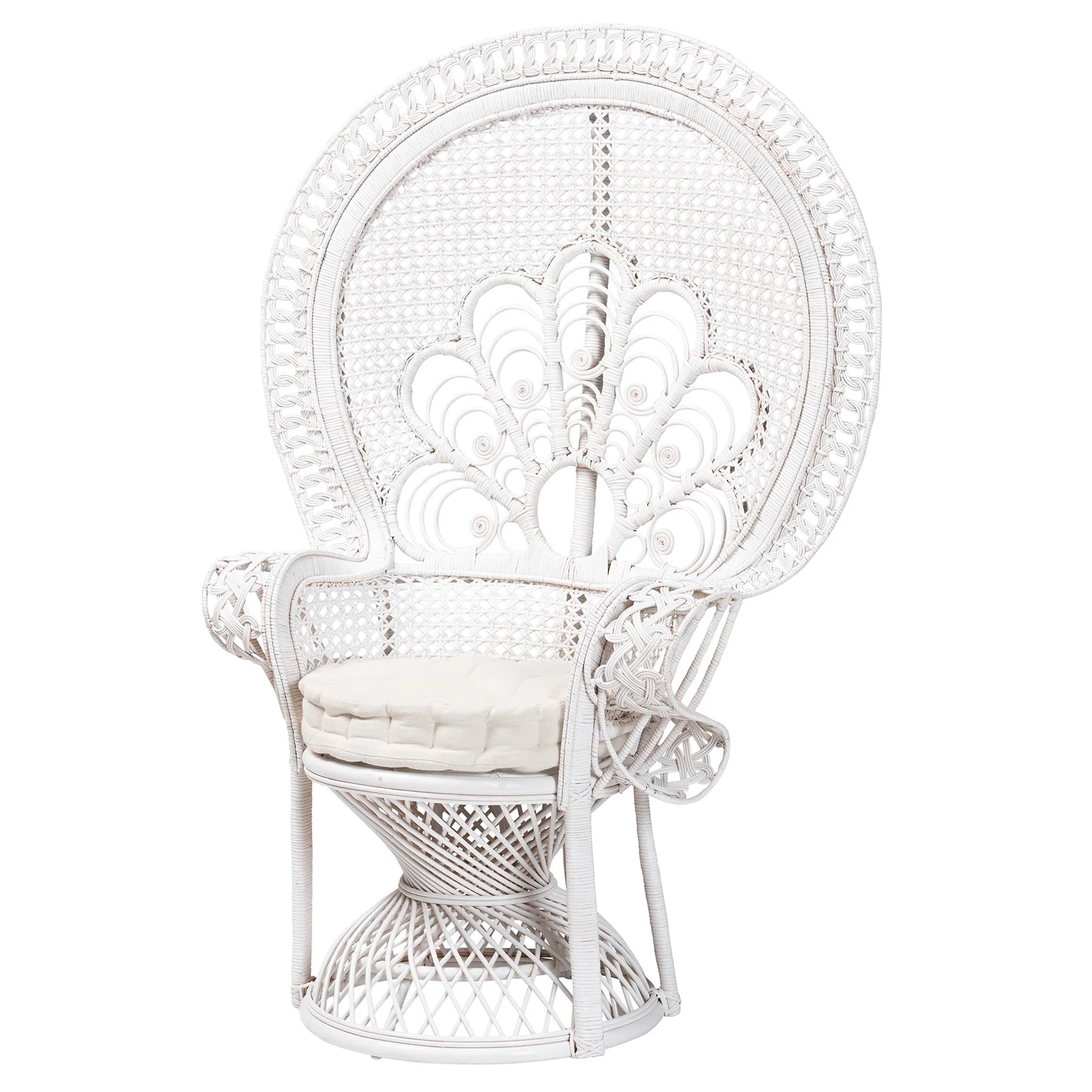 Baxton Studio bali & pari Ediva Modern Bohemian White Natural Rattan Peacock Accent Chair - Image 2