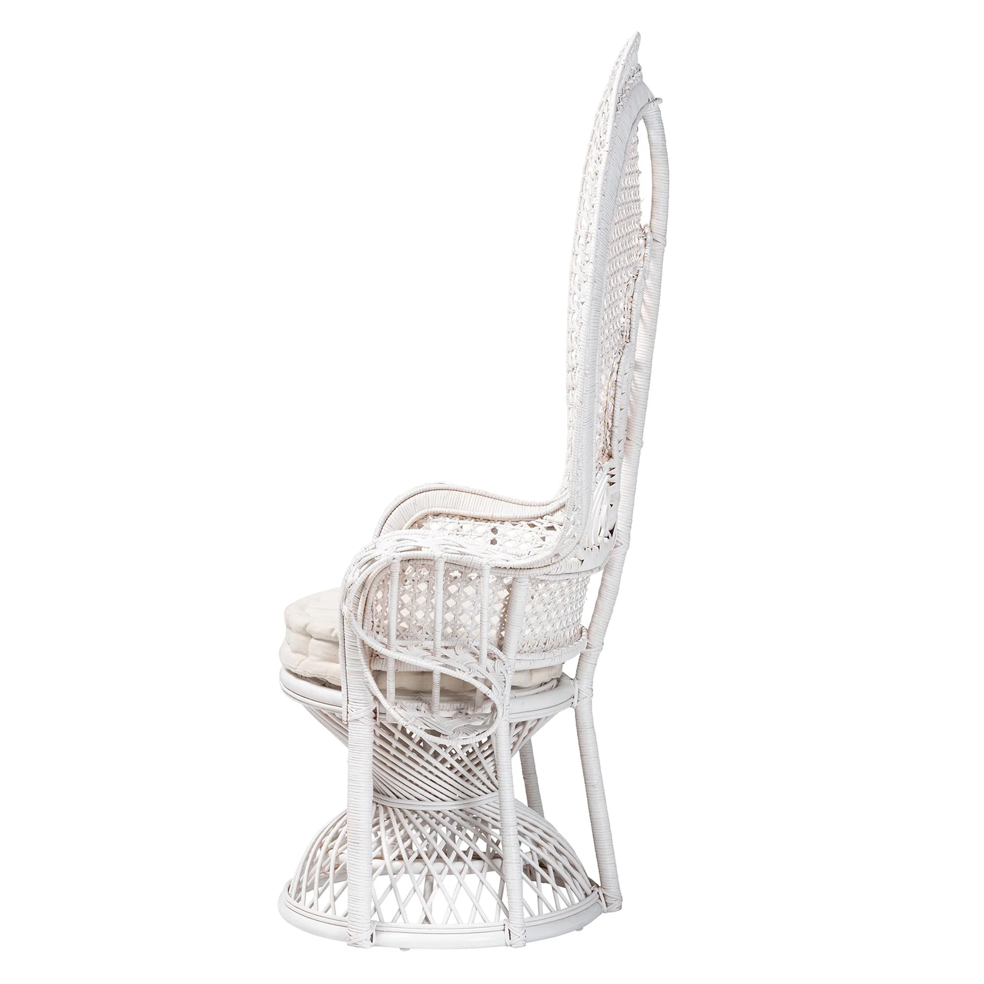 Baxton Studio bali & pari Ediva Modern Bohemian White Natural Rattan Peacock Accent Chair - Image 4