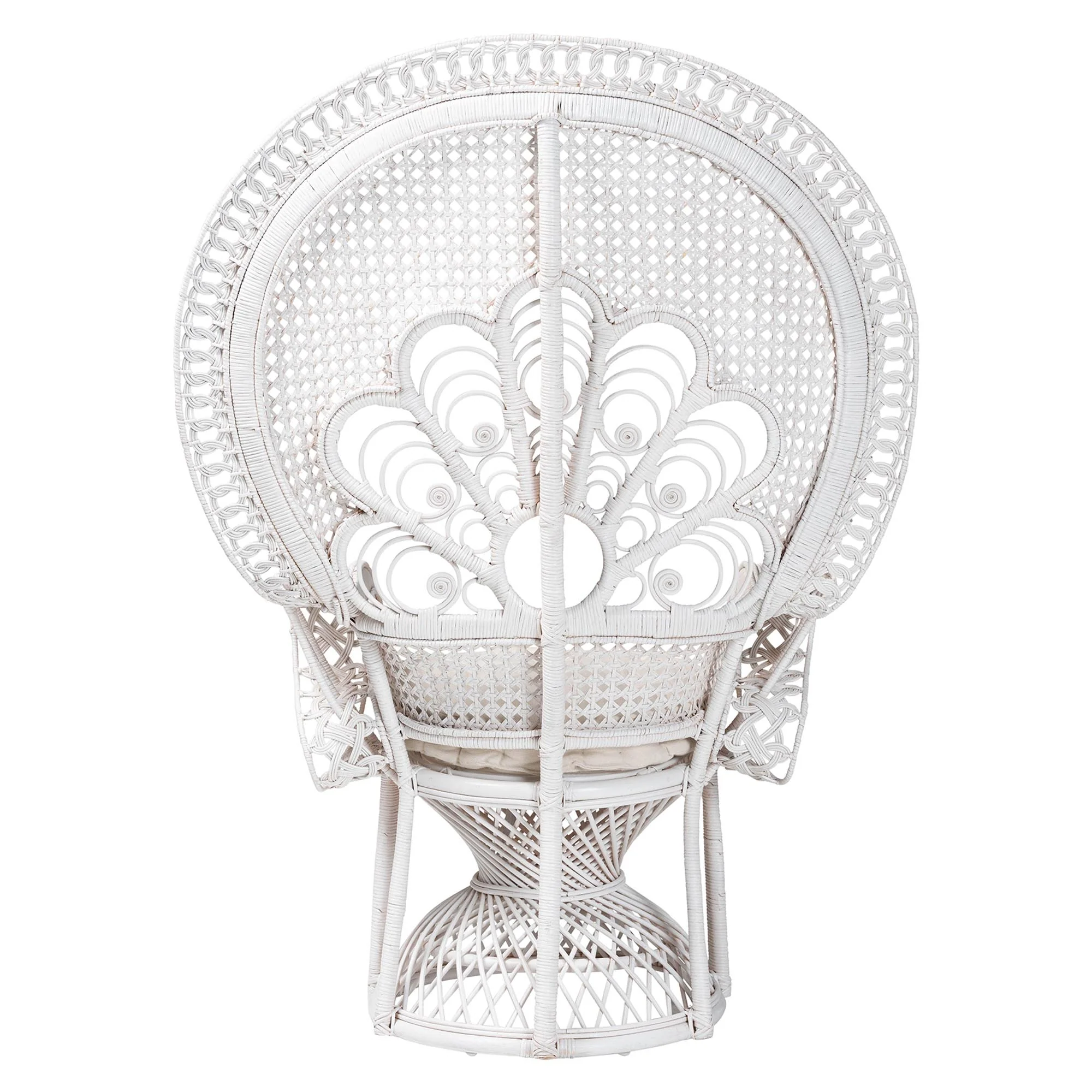Baxton Studio bali & pari Ediva Modern Bohemian White Natural Rattan Peacock Accent Chair - Image 5