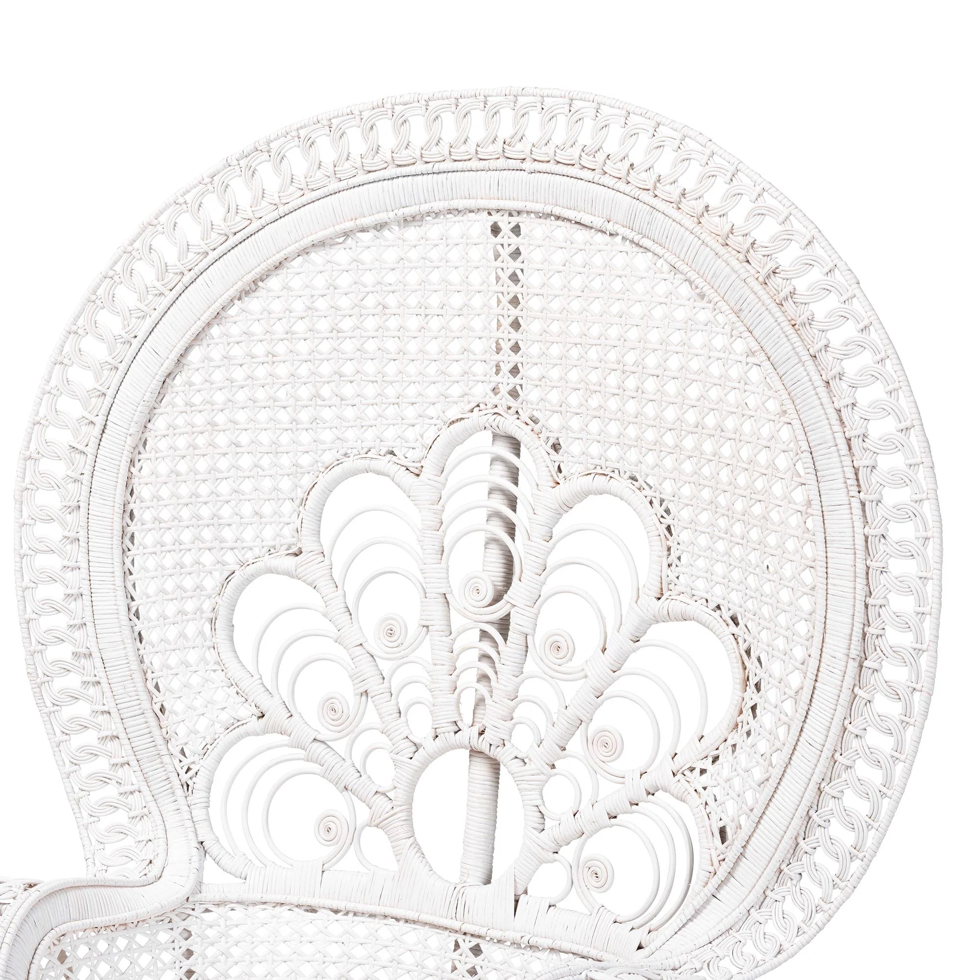 Baxton Studio bali & pari Ediva Modern Bohemian White Natural Rattan Peacock Accent Chair - Image 6
