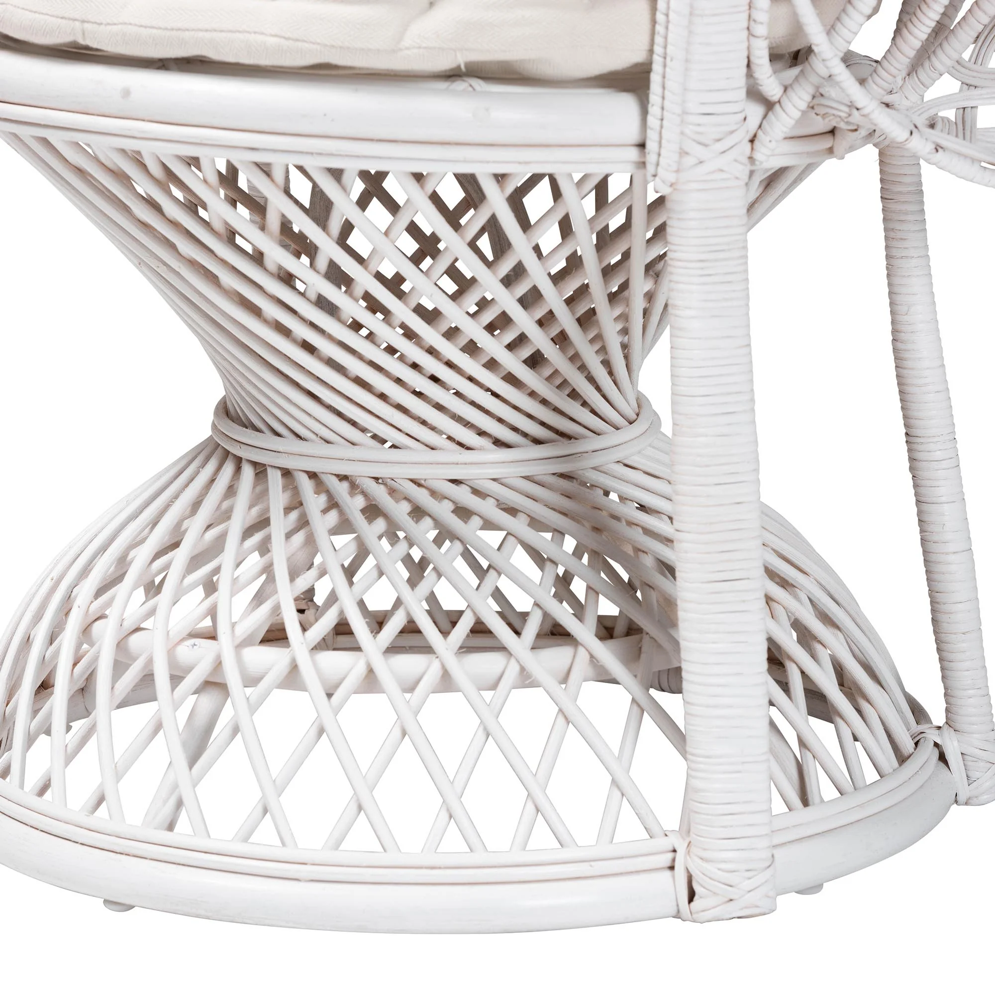 Baxton Studio bali & pari Ediva Modern Bohemian White Natural Rattan Peacock Accent Chair - Image 7
