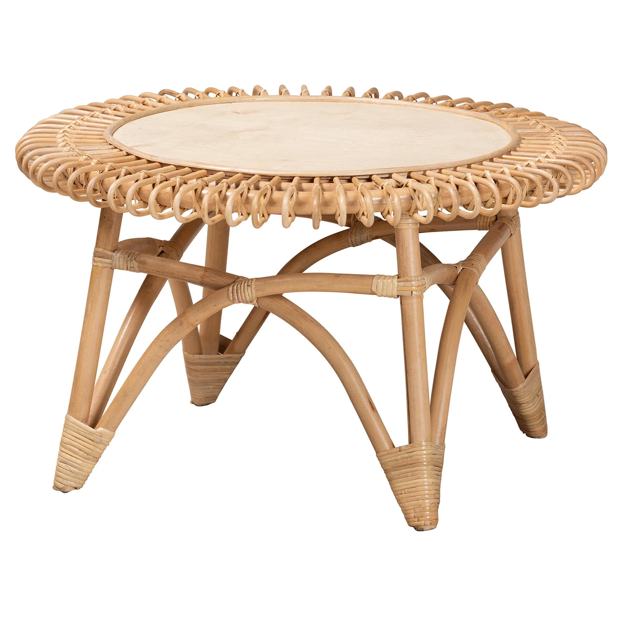 Baxton Studio bali & pari Elani Modern Bohemian Natural Rattan Coffee Table - Image 2