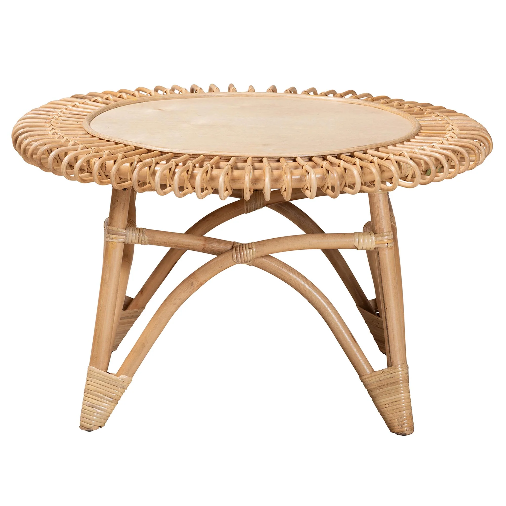 Baxton Studio bali & pari Elani Modern Bohemian Natural Rattan Coffee Table - Image 3