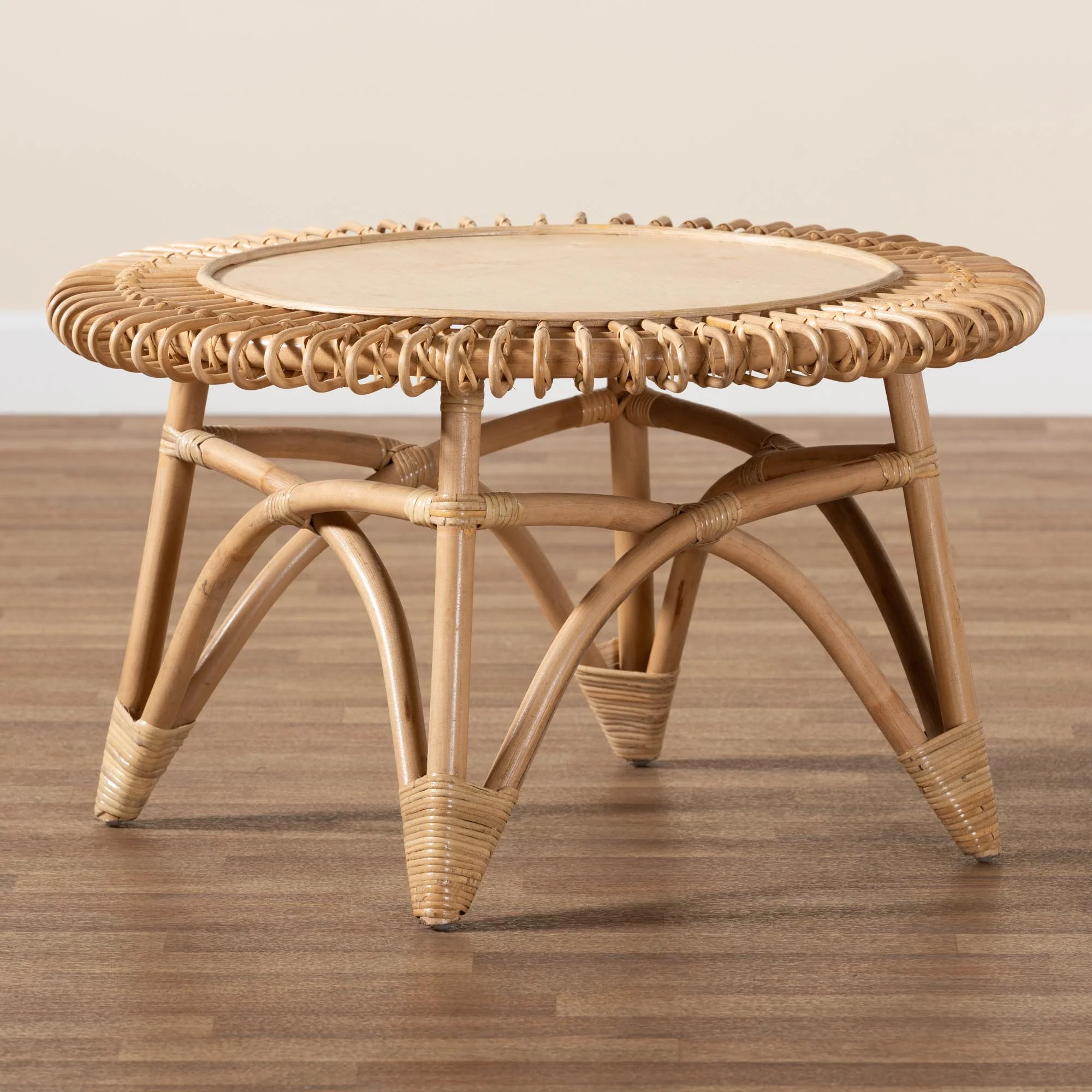 Baxton Studio bali & pari Elani Modern Bohemian Natural Rattan Coffee Table - Image 7
