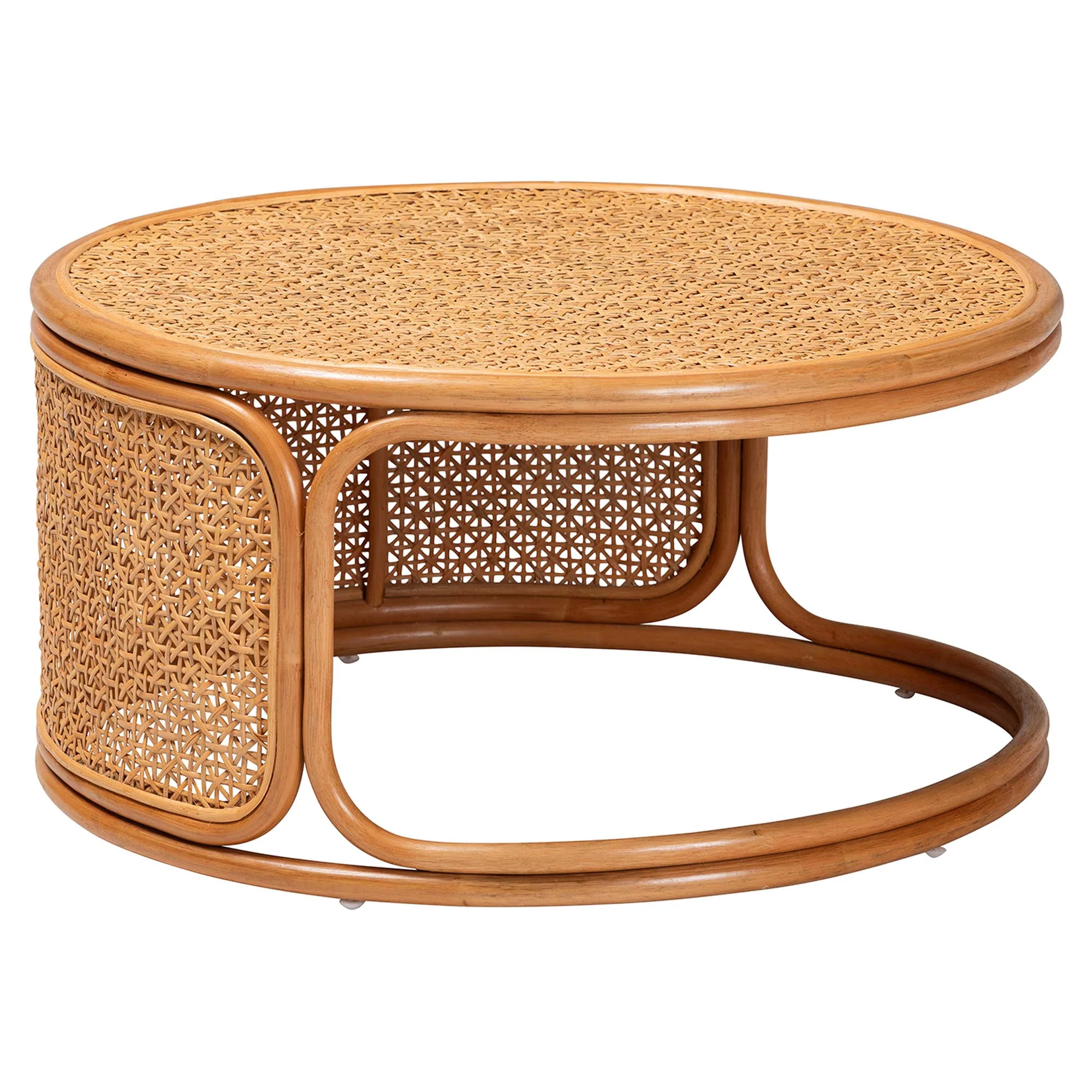 Baxton Studio bali & pari Eldon Bohemian Honey Rattan Coffee Table - Image 2