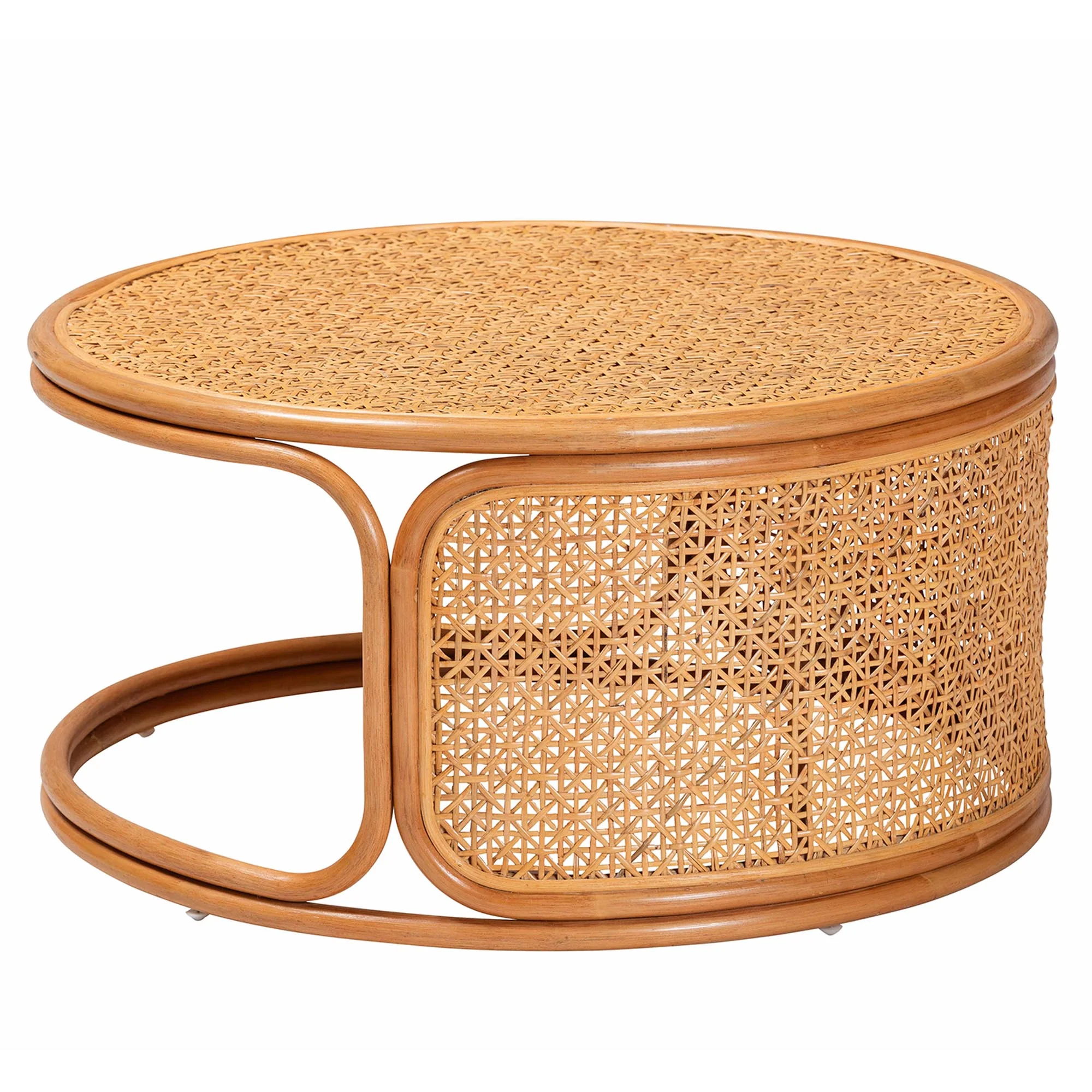 Baxton Studio bali & pari Eldon Bohemian Honey Rattan Coffee Table - Image 3