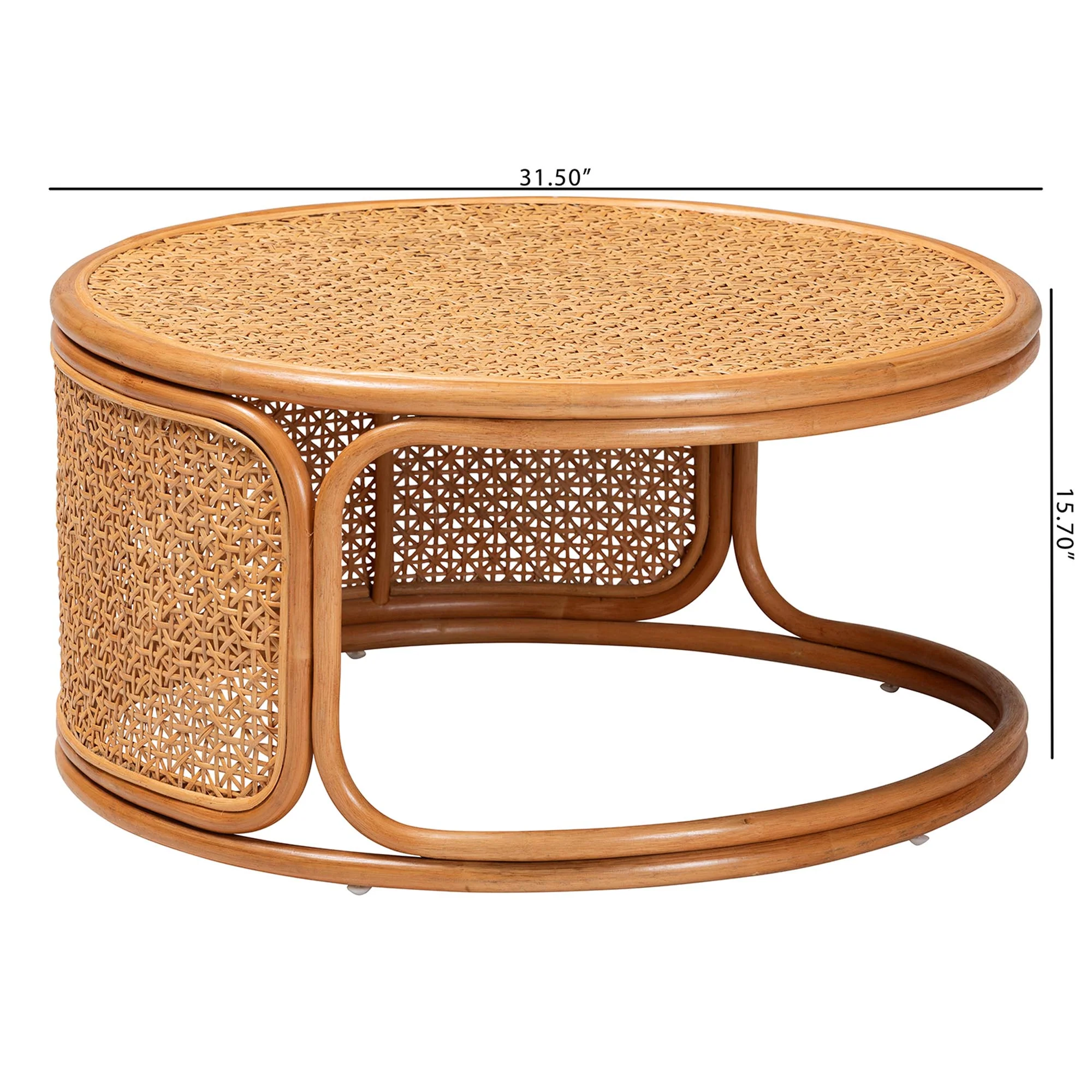 Baxton Studio bali & pari Eldon Bohemian Honey Rattan Coffee Table - Image 8