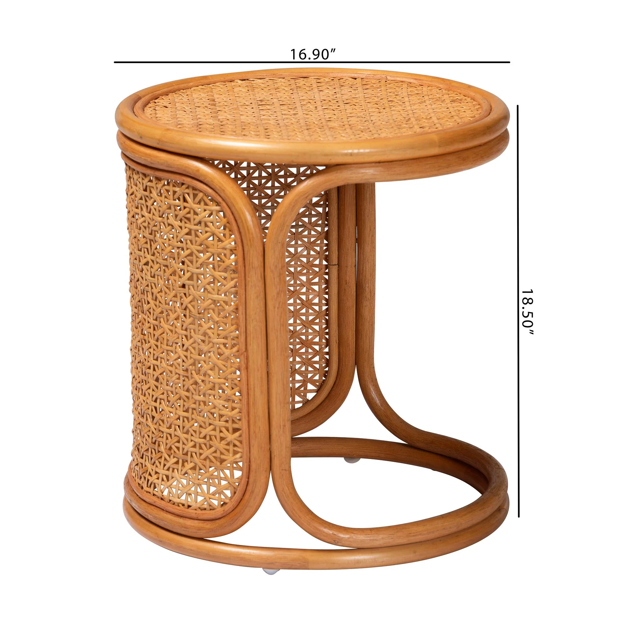 Baxton Studio bali & pari Eldon Bohemian Honey Rattan End Table - Image 2