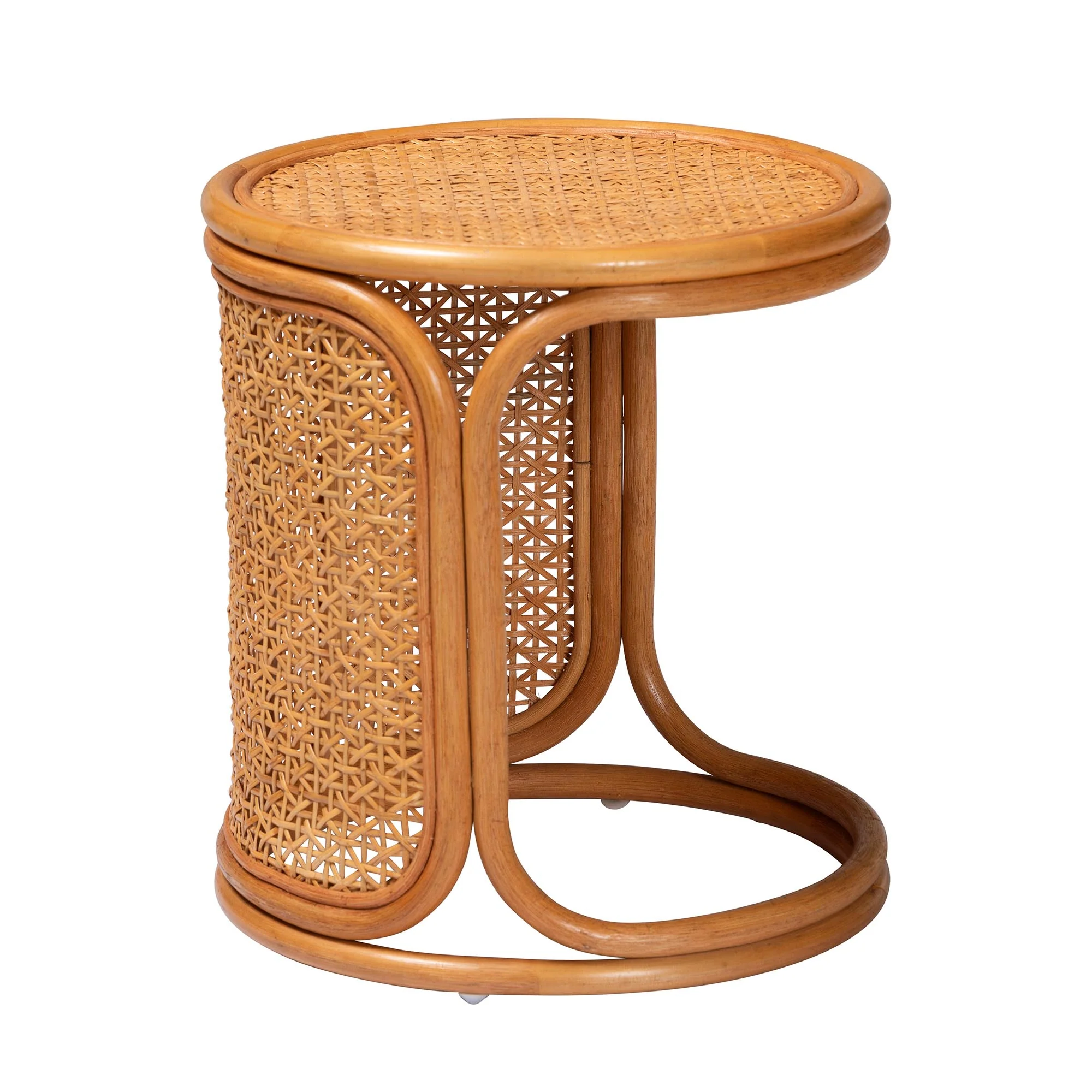 Baxton Studio bali & pari Eldon Bohemian Honey Rattan End Table - Image 3