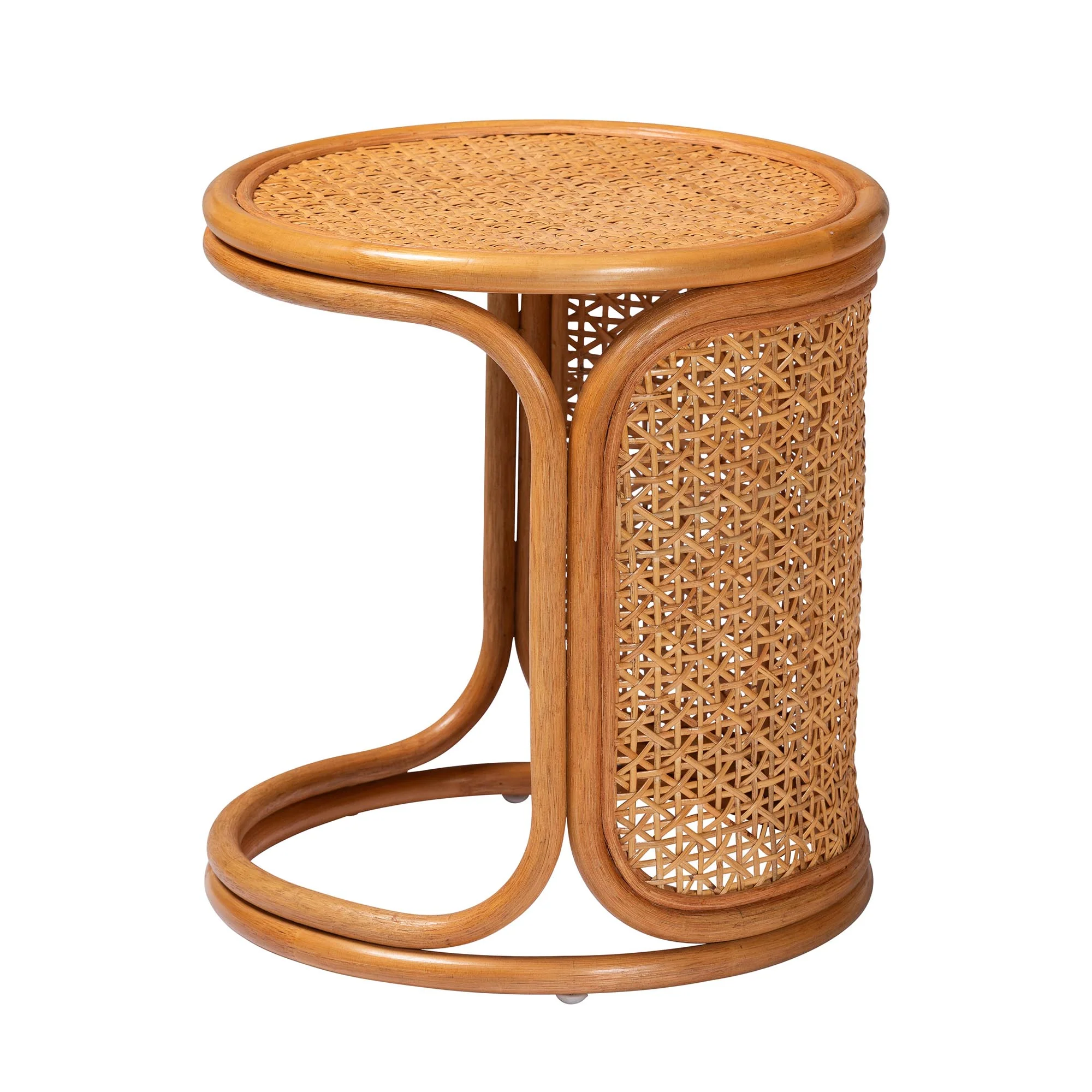 Baxton Studio bali & pari Eldon Bohemian Honey Rattan End Table - Image 4