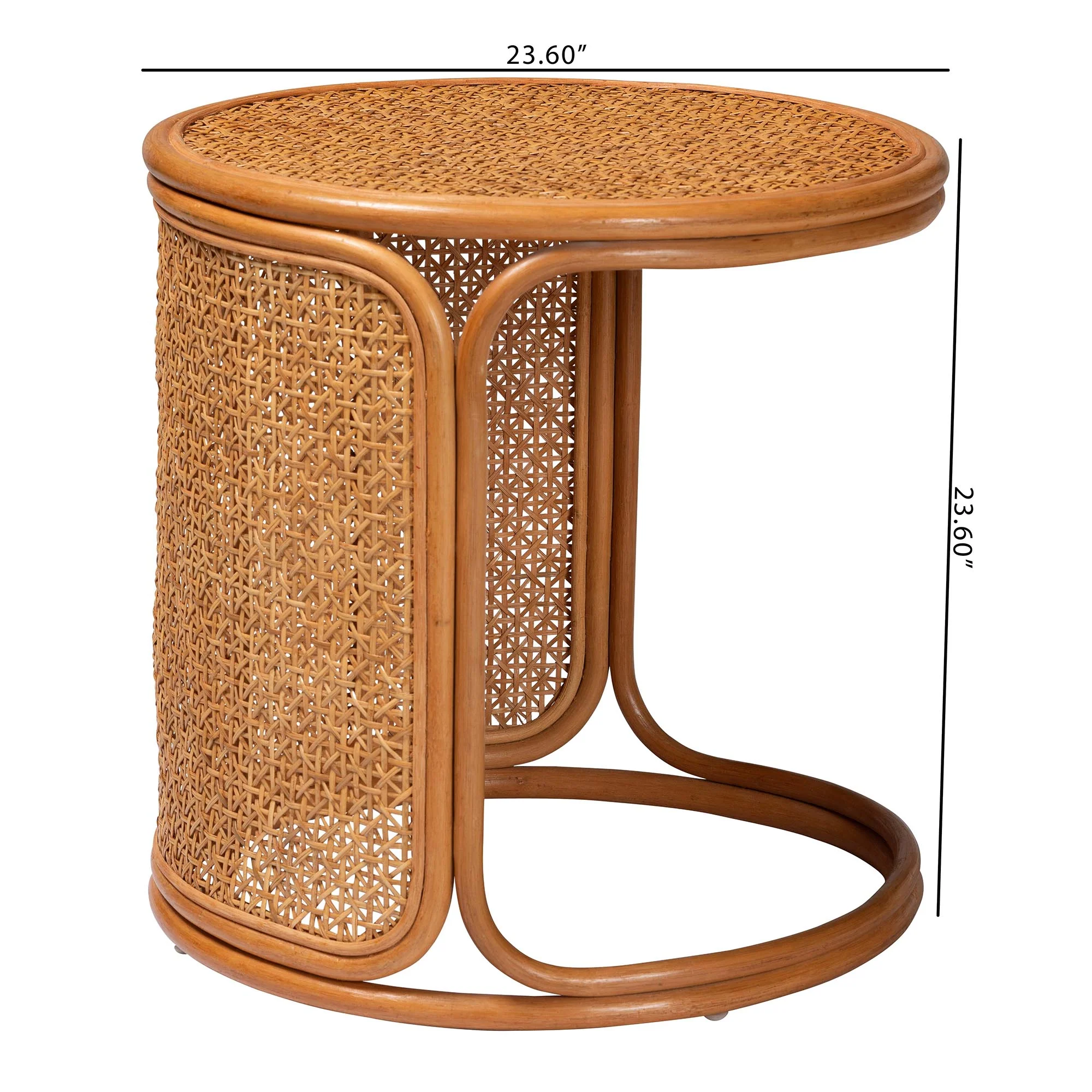 Baxton Studio bali & pari Eldon Bohemian Honey Rattan Large End Table - Image 2