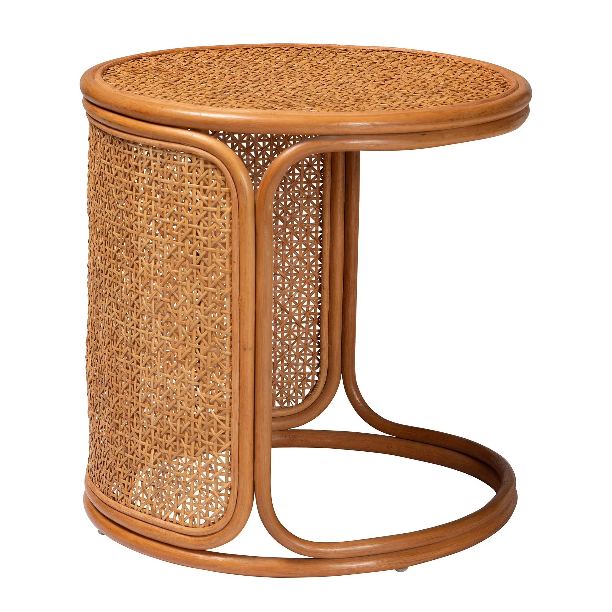 Baxton Studio bali & pari Eldon Bohemian Honey Rattan Large End Table - Image 3