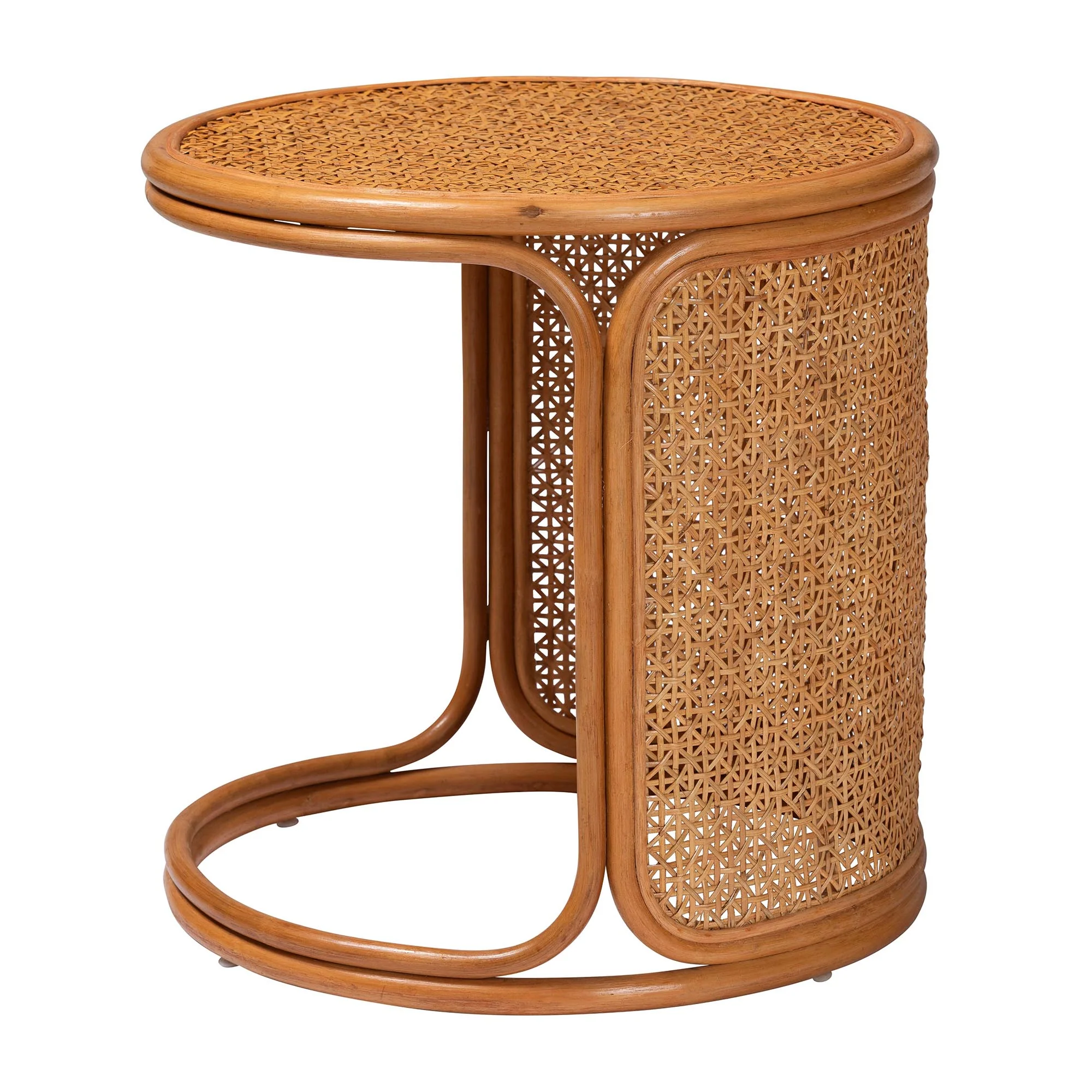 Baxton Studio bali & pari Eldon Bohemian Honey Rattan Large End Table - Image 4
