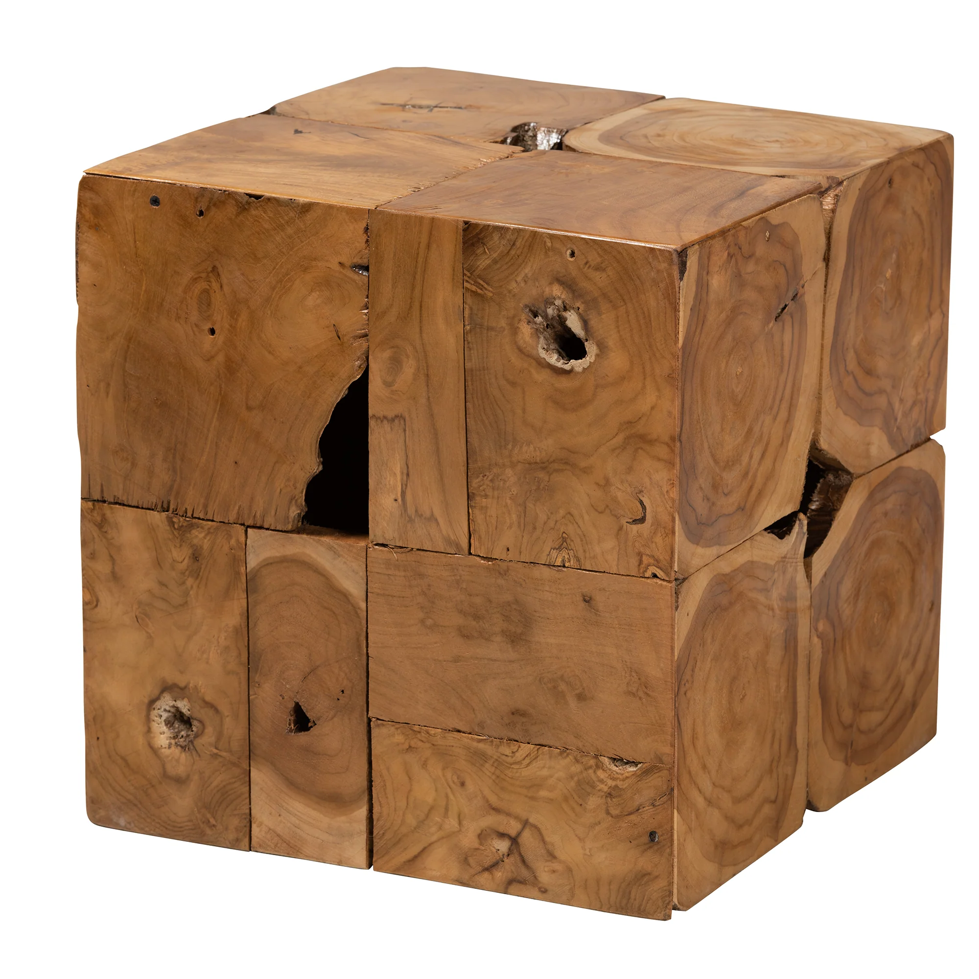 Baxton Studio bali & pari Eldora Rustic Transitional Natural Brown Teak Root End Table - Image 2