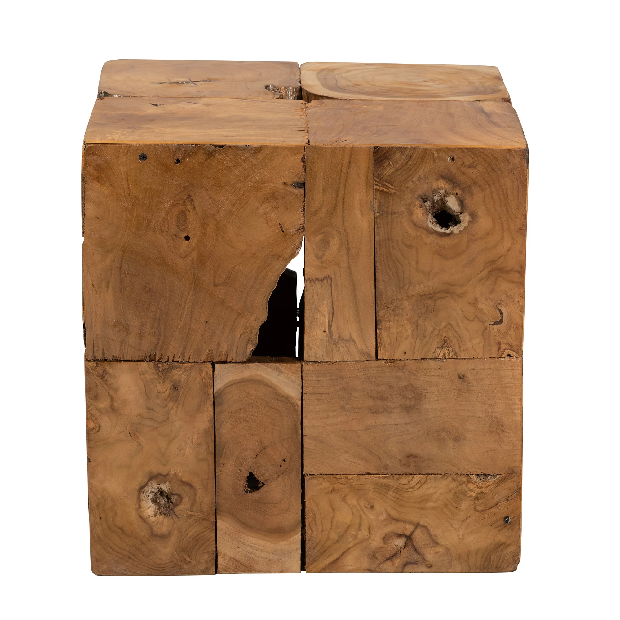Baxton Studio bali & pari Eldora Rustic Transitional Natural Brown Teak Root End Table - Image 3