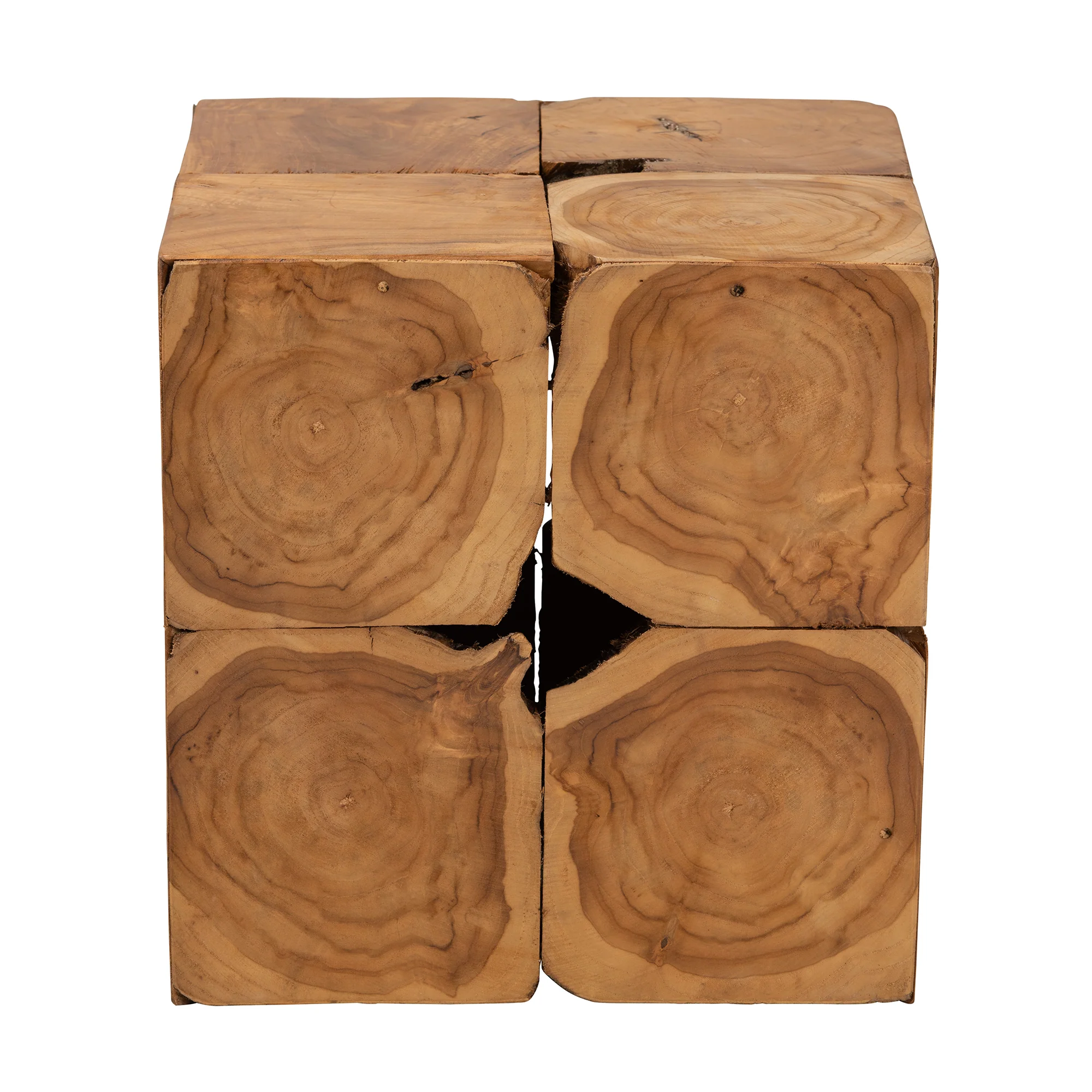 Baxton Studio bali & pari Eldora Rustic Transitional Natural Brown Teak Root End Table - Image 4