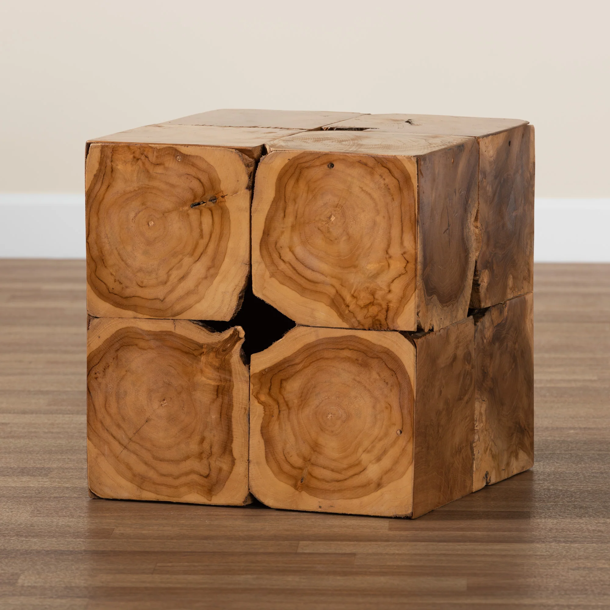 Baxton Studio bali & pari Eldora Rustic Transitional Natural Brown Teak Root End Table - Image 6
