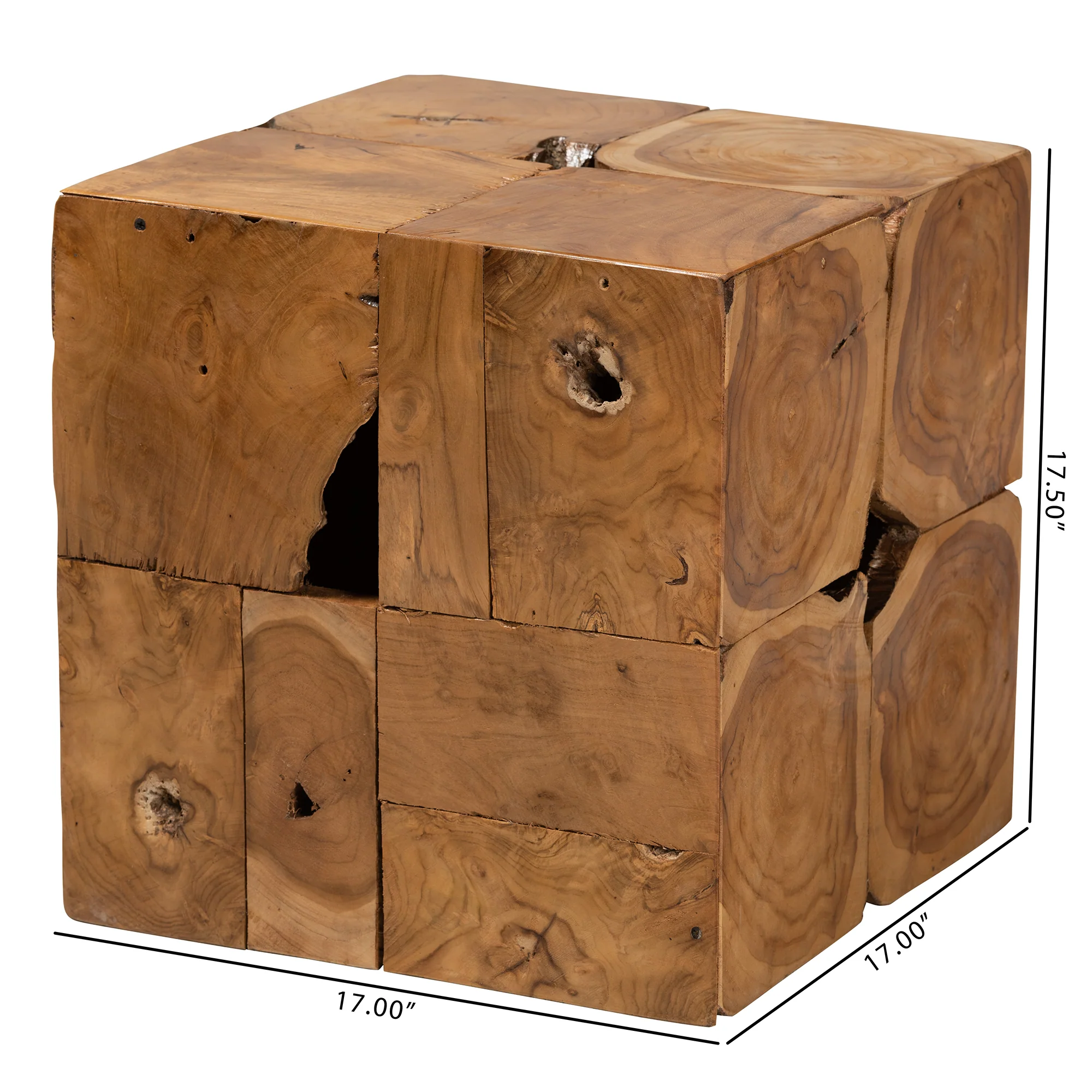 Baxton Studio bali & pari Eldora Rustic Transitional Natural Brown Teak Root End Table - Image 7