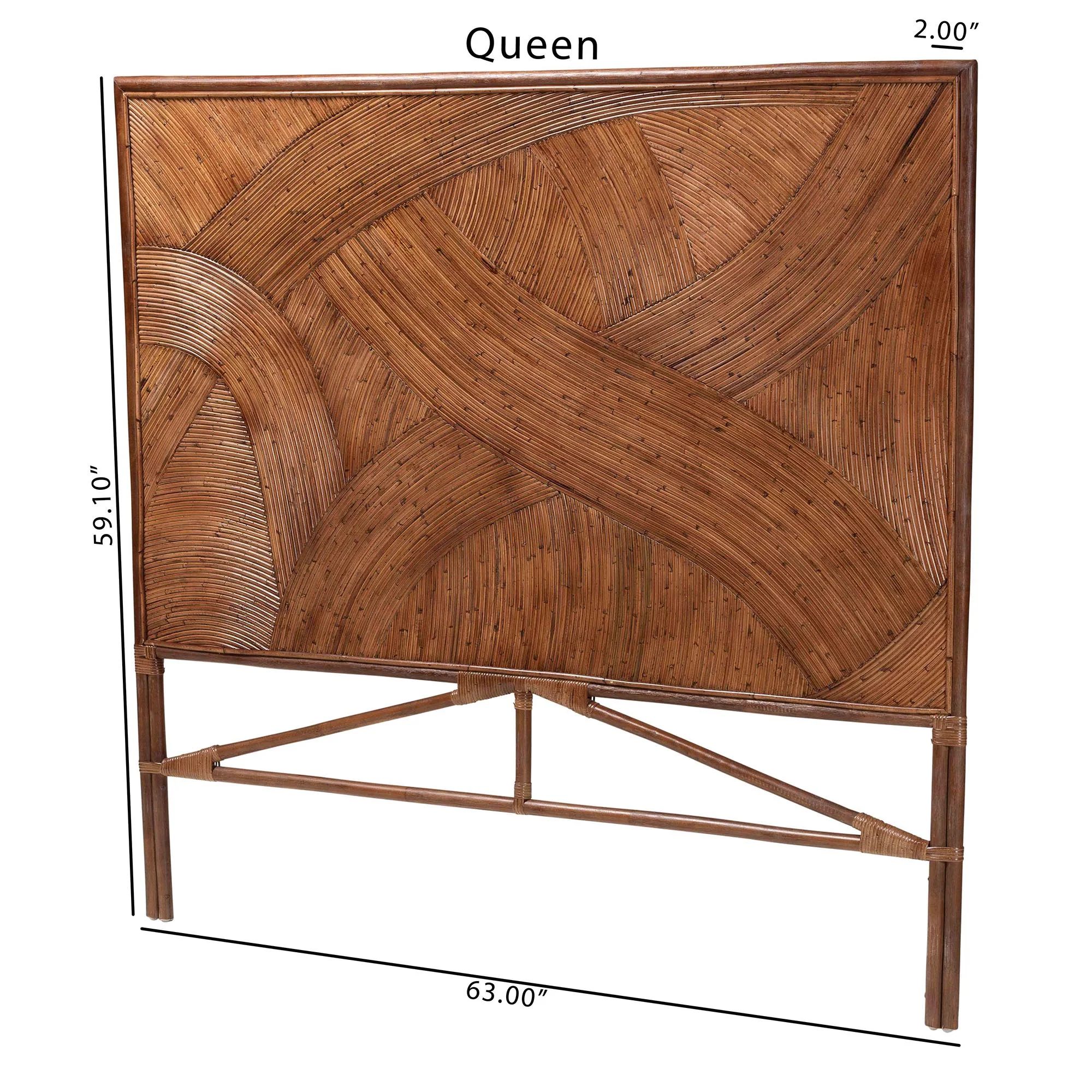 Baxton Studio bali & pari Elettra Bohemian Dark Brown Rattan King Size Standalone Headboard - Image 2