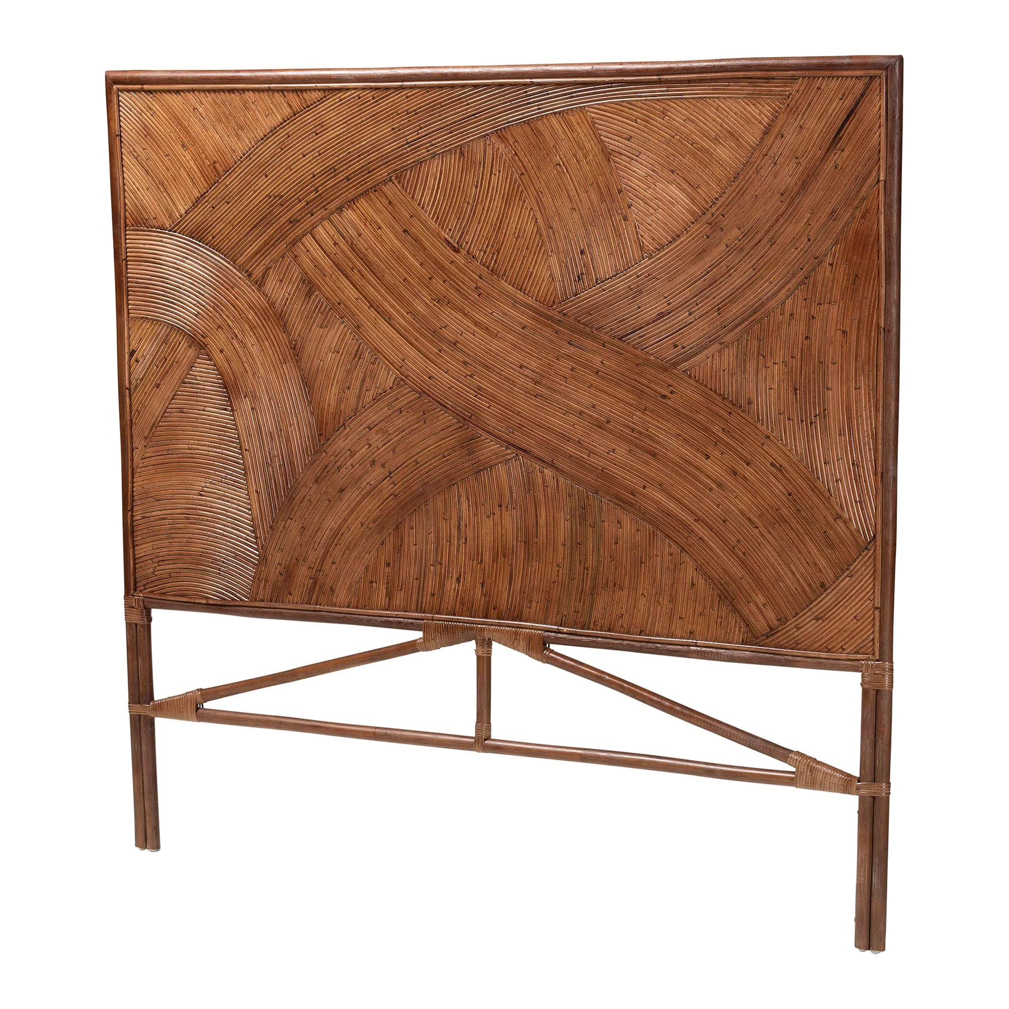 Baxton Studio bali & pari Elettra Bohemian Dark Brown Rattan Queen Size Standalone Headboard - Image 2