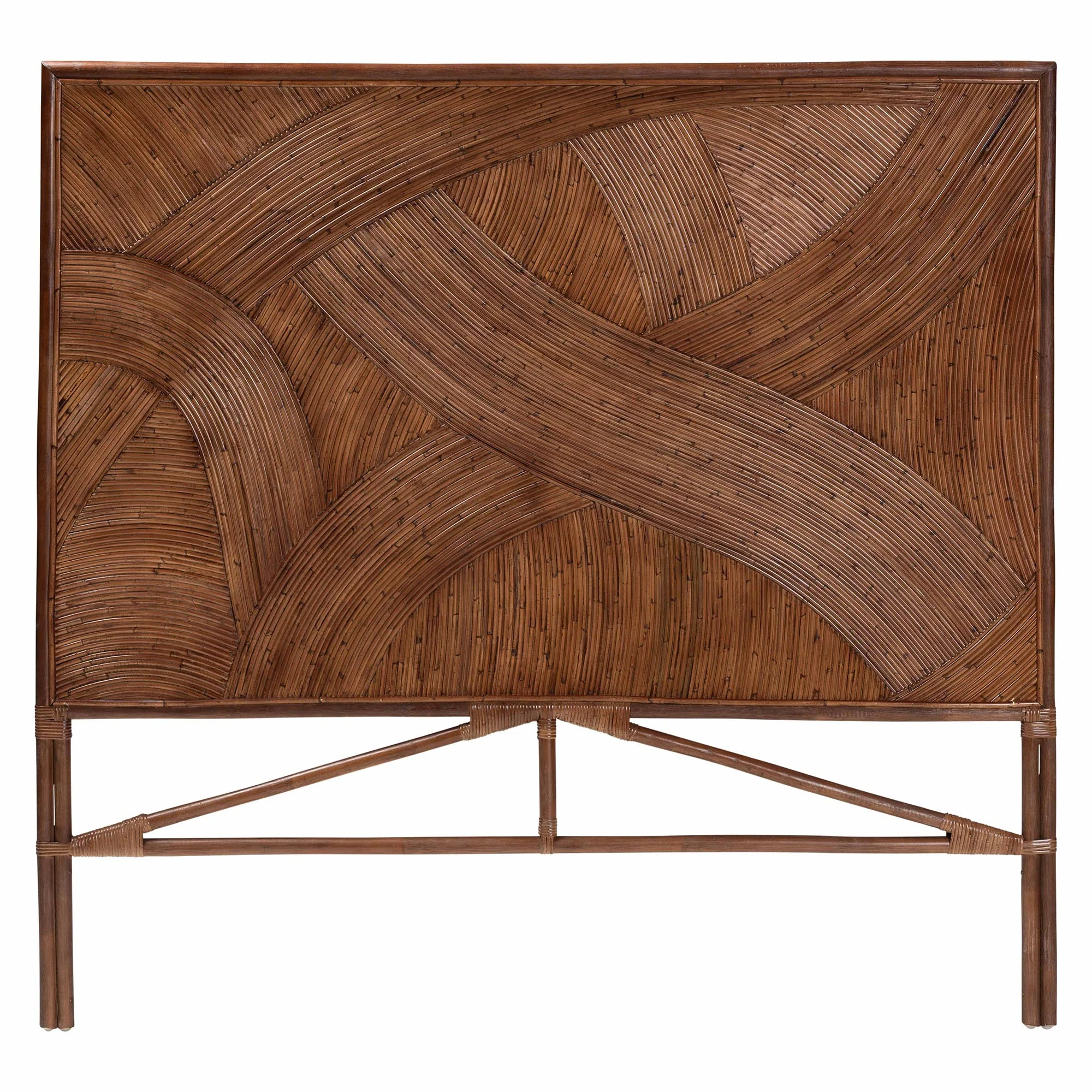 Baxton Studio bali & pari Elettra Bohemian Dark Brown Rattan Queen Size Standalone Headboard - Image 3