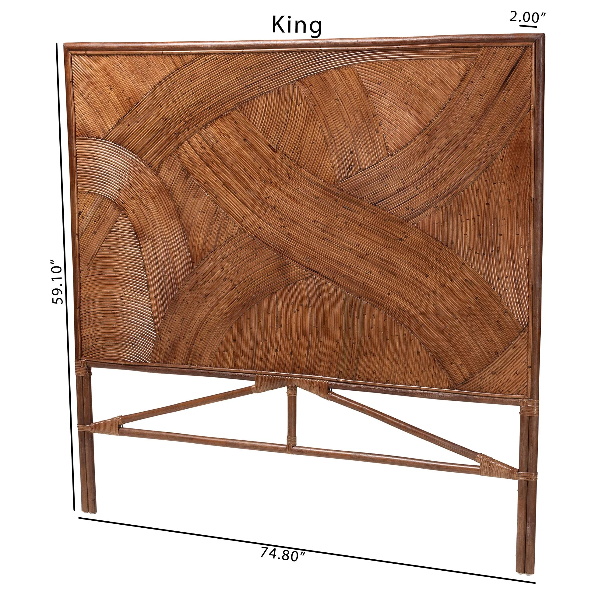 Baxton Studio bali & pari Elettra Bohemian Dark Brown Rattan Queen Size Standalone Headboard - Image 8