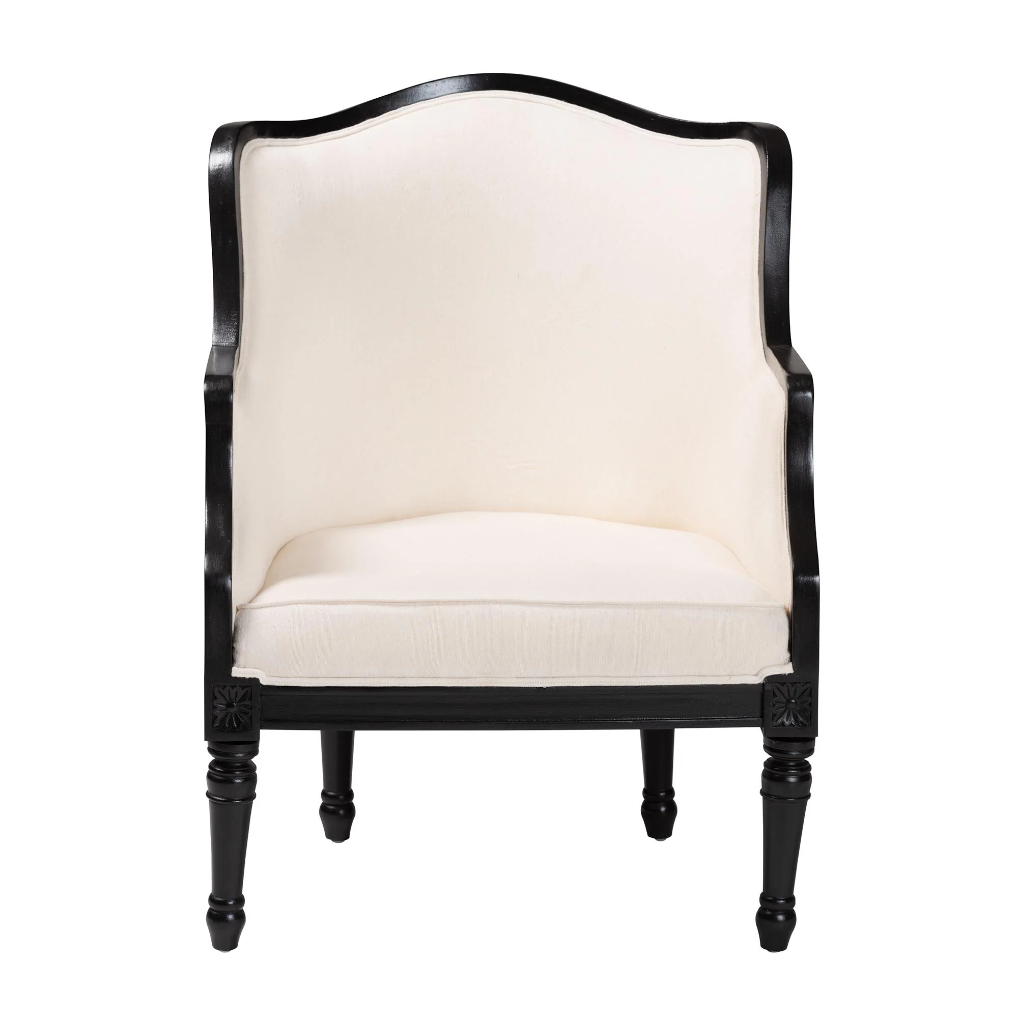 Baxton Studio bali & pari Elizette Traditional French Beige Fabric and Black Finished Wood Accent Chair - Image 5
