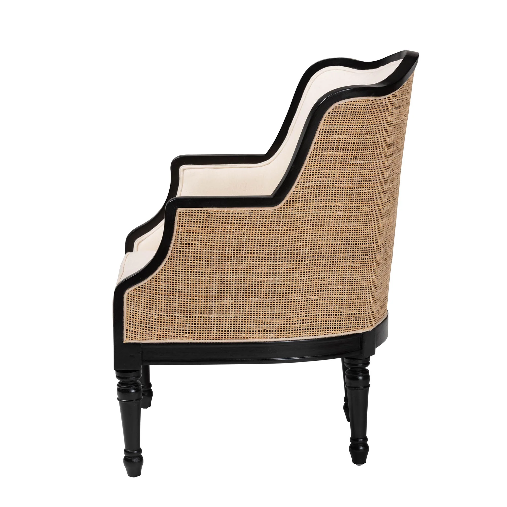 Baxton Studio bali & pari Elizette Traditional French Beige Fabric and Black Finished Wood Accent Chair - Image 6