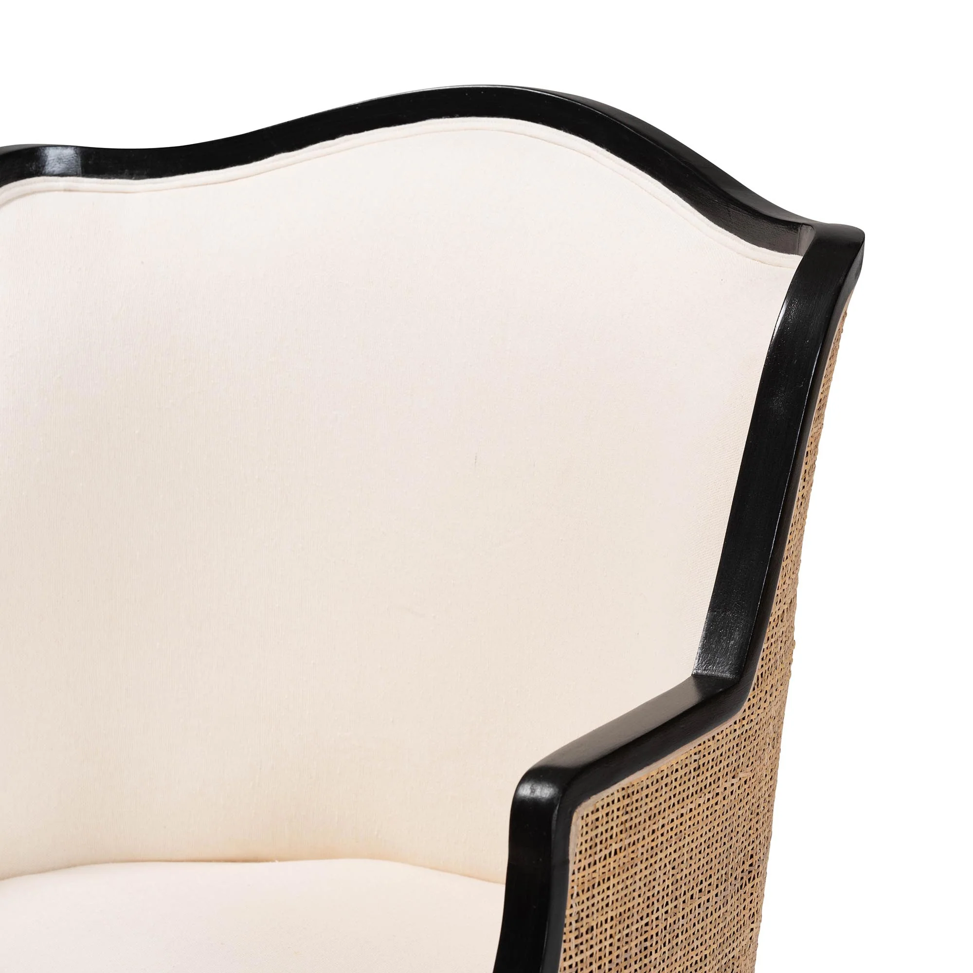 Baxton Studio bali & pari Elizette Traditional French Beige Fabric and Black Finished Wood Accent Chair - Image 8