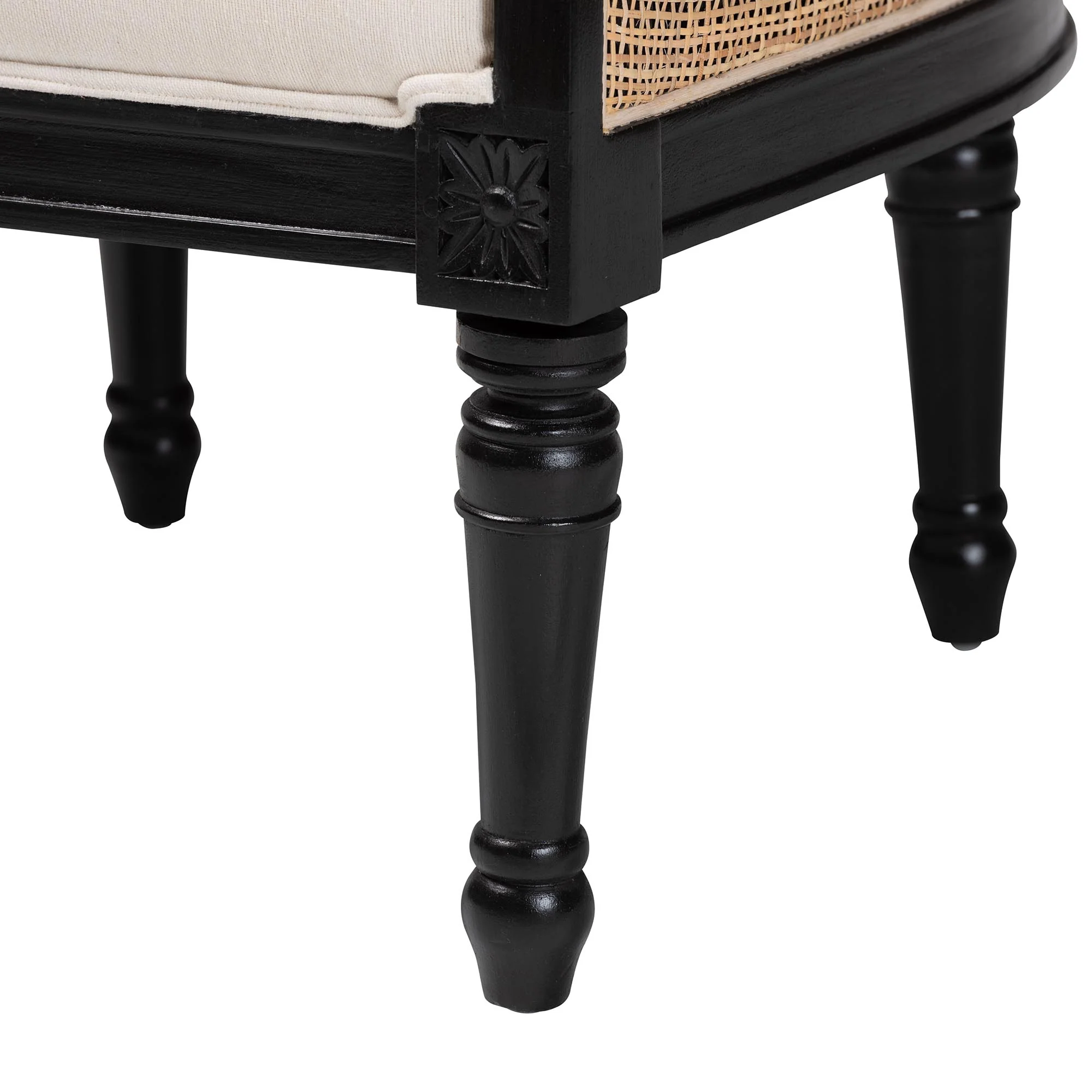Baxton Studio bali & pari Elizette Traditional French Beige Fabric and Black Finished Wood Accent Chair - Image 9
